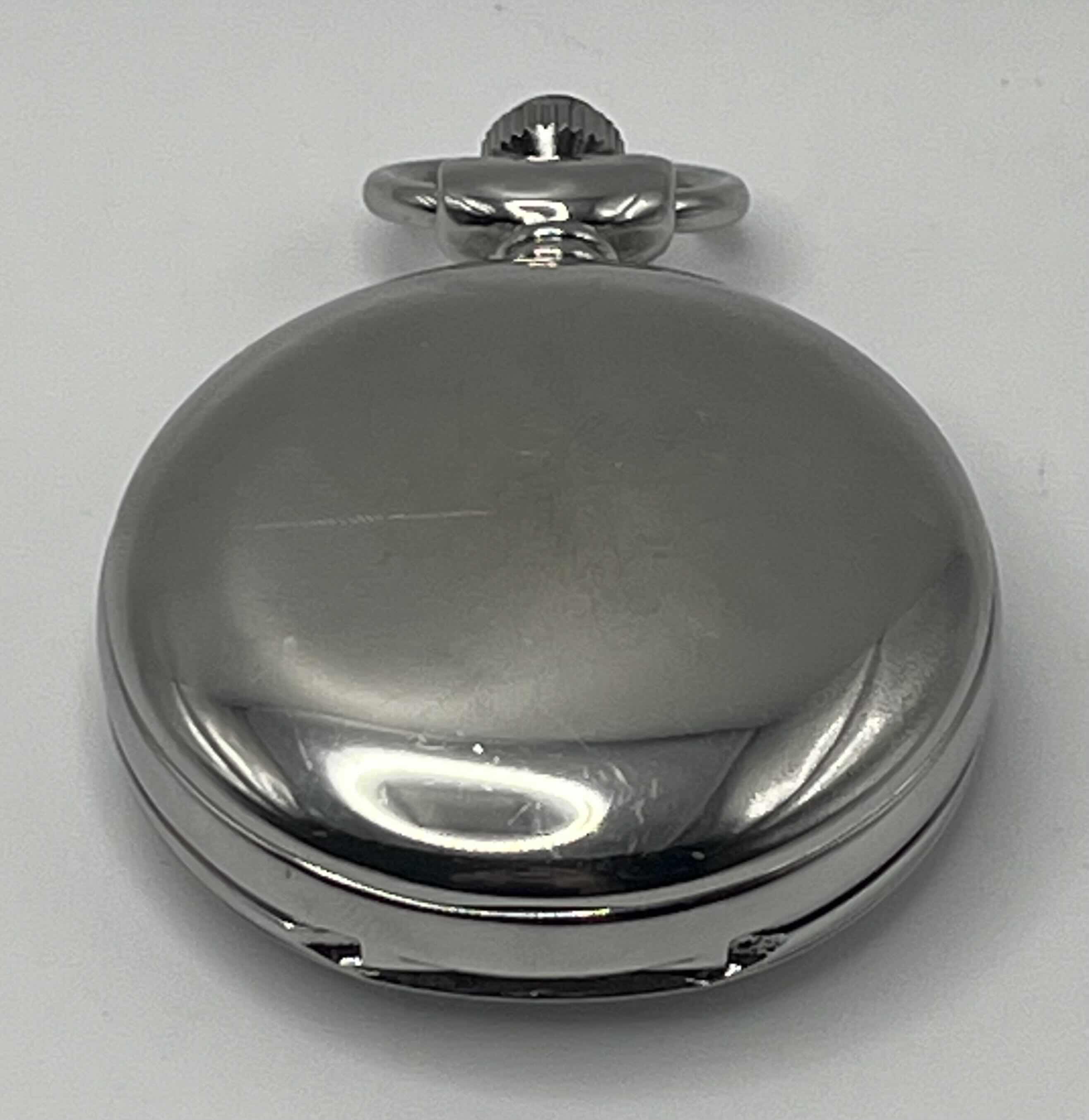 Photo 1 of TIMEX JAPAN MOVT SILVER FINISH POCKET WATCH 1.75” X 2.5”