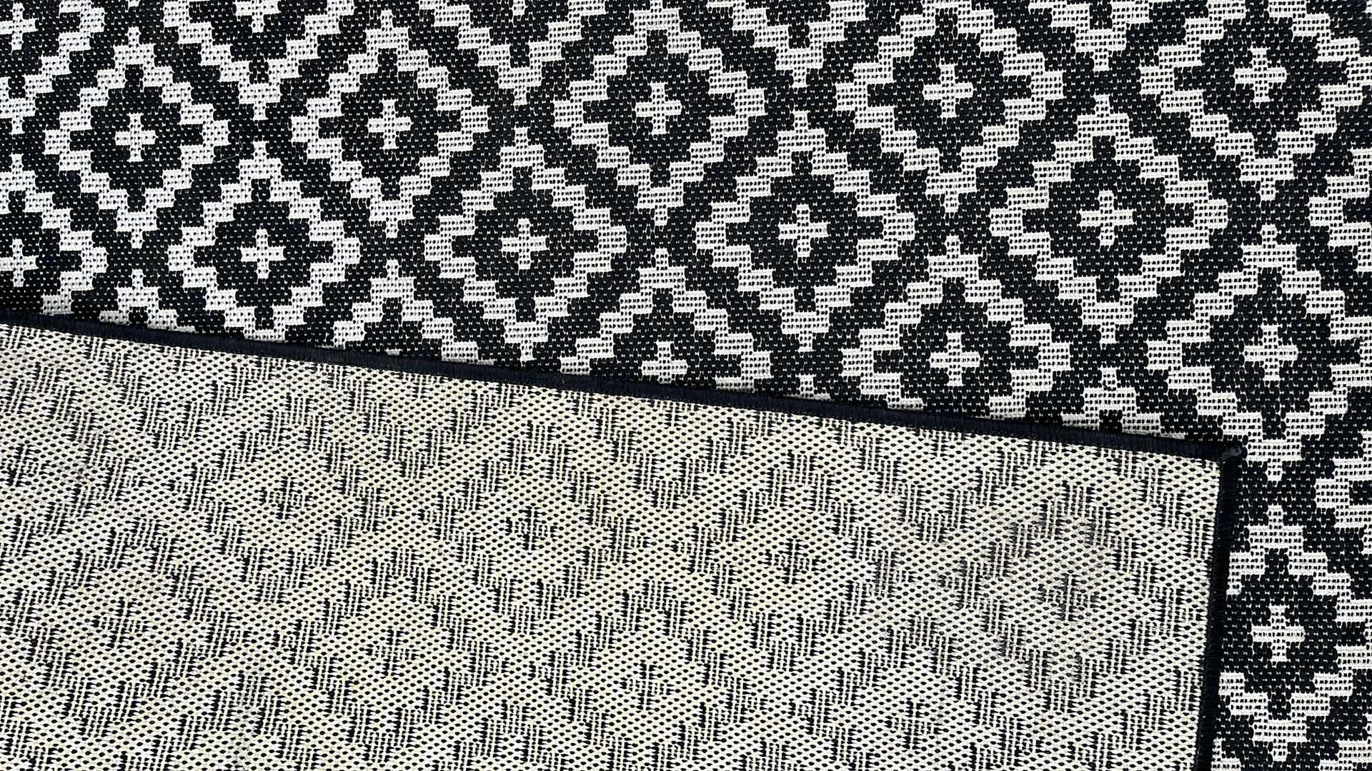 Photo 1 of DIAMOND MONO BLACK & WHITE PATIO RUG 60” X 86”
