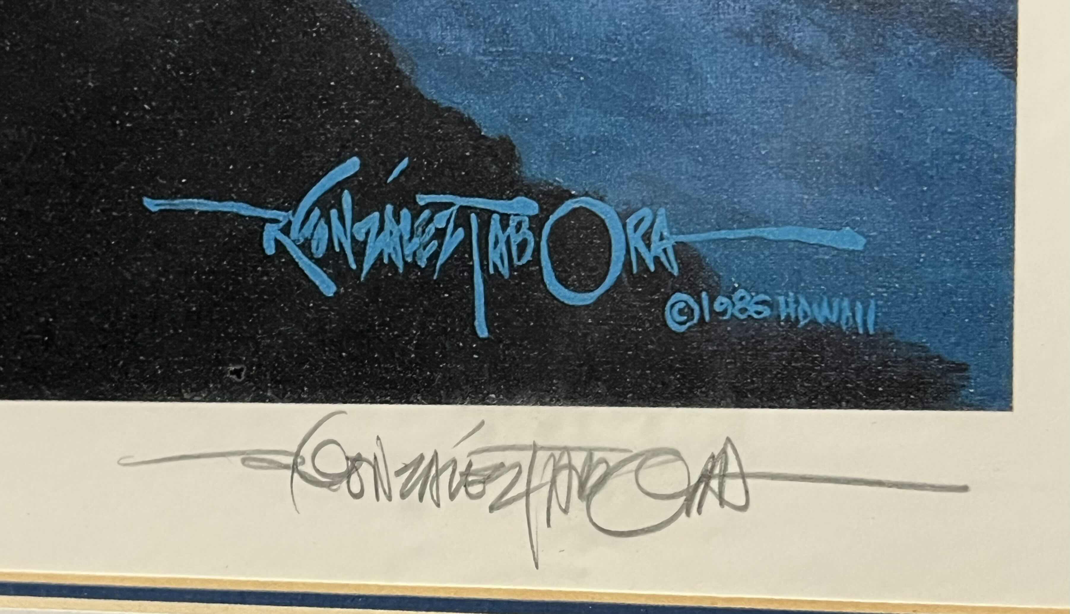 Photo 1 of REFLECTIONS OF TROPICAL MOON LITHOGRAPH FRAMED ARTWORK SIGNED BY ROY TABORA HAWAII YR1986 227/385 31.25” X 39.5”