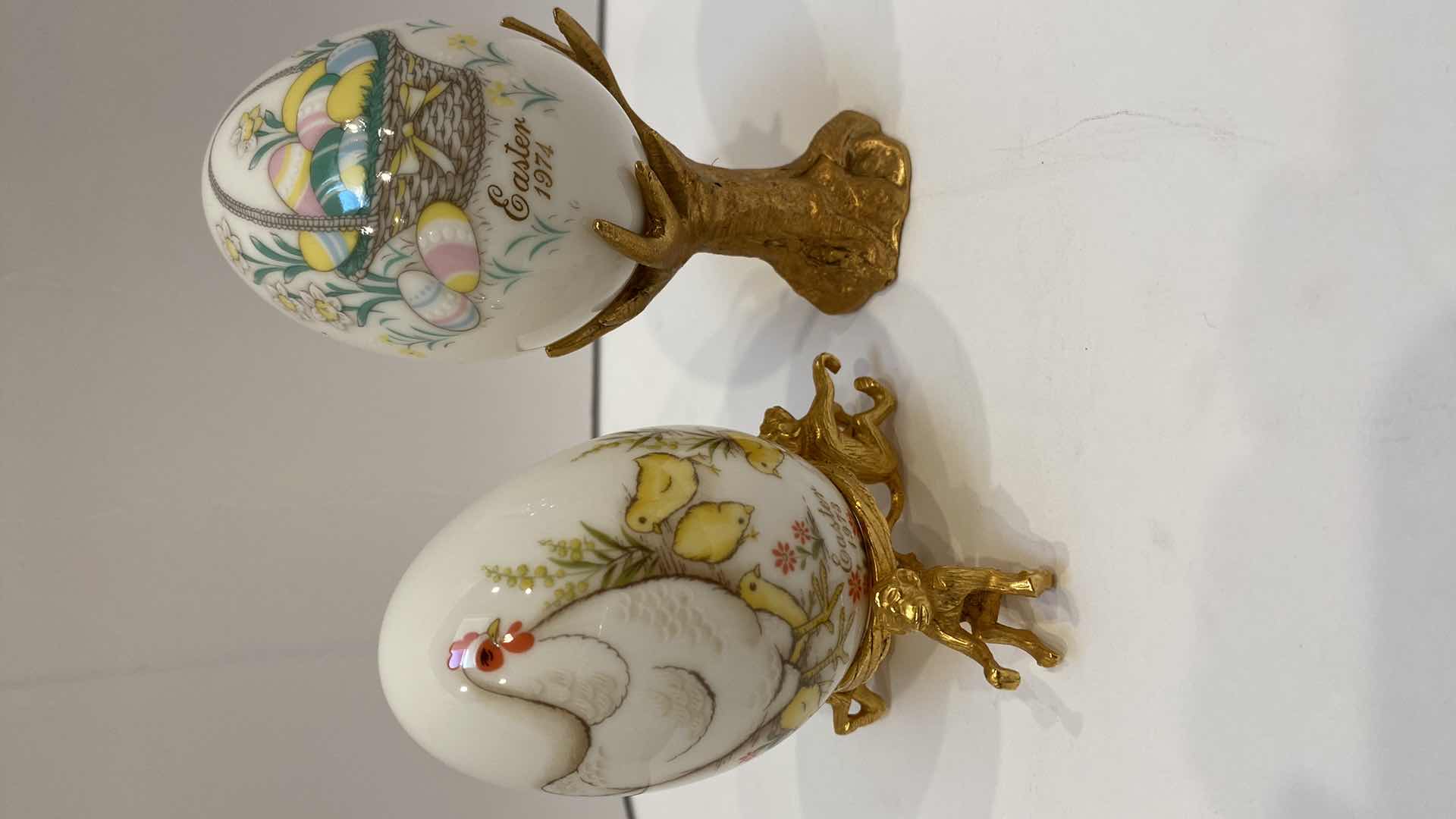 Photo 1 of 7 VINTAGE EGGS WITH STANDS AND TRINKET DISH (4 EGGS NORITAKE)