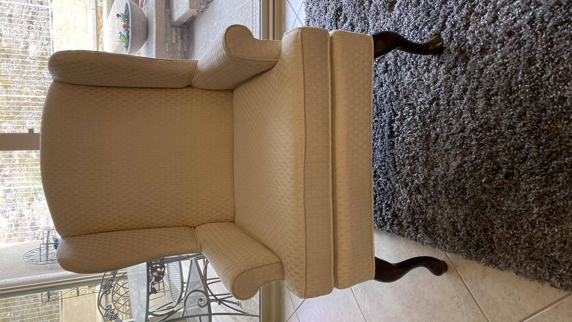 Photo 1 of PEMBROOK WINGBACK CREAM AND PEACH OCCASIONAL CHAIR