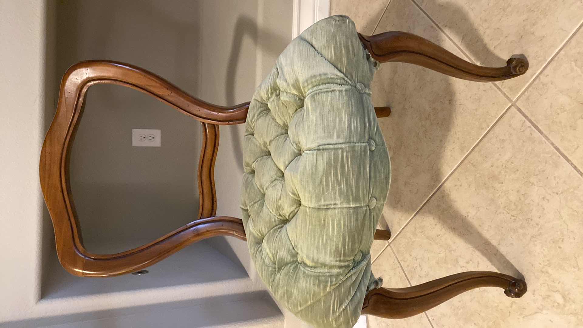 Photo 1 of VANITY CHAIR WITH GREEN UPHOLSTERY