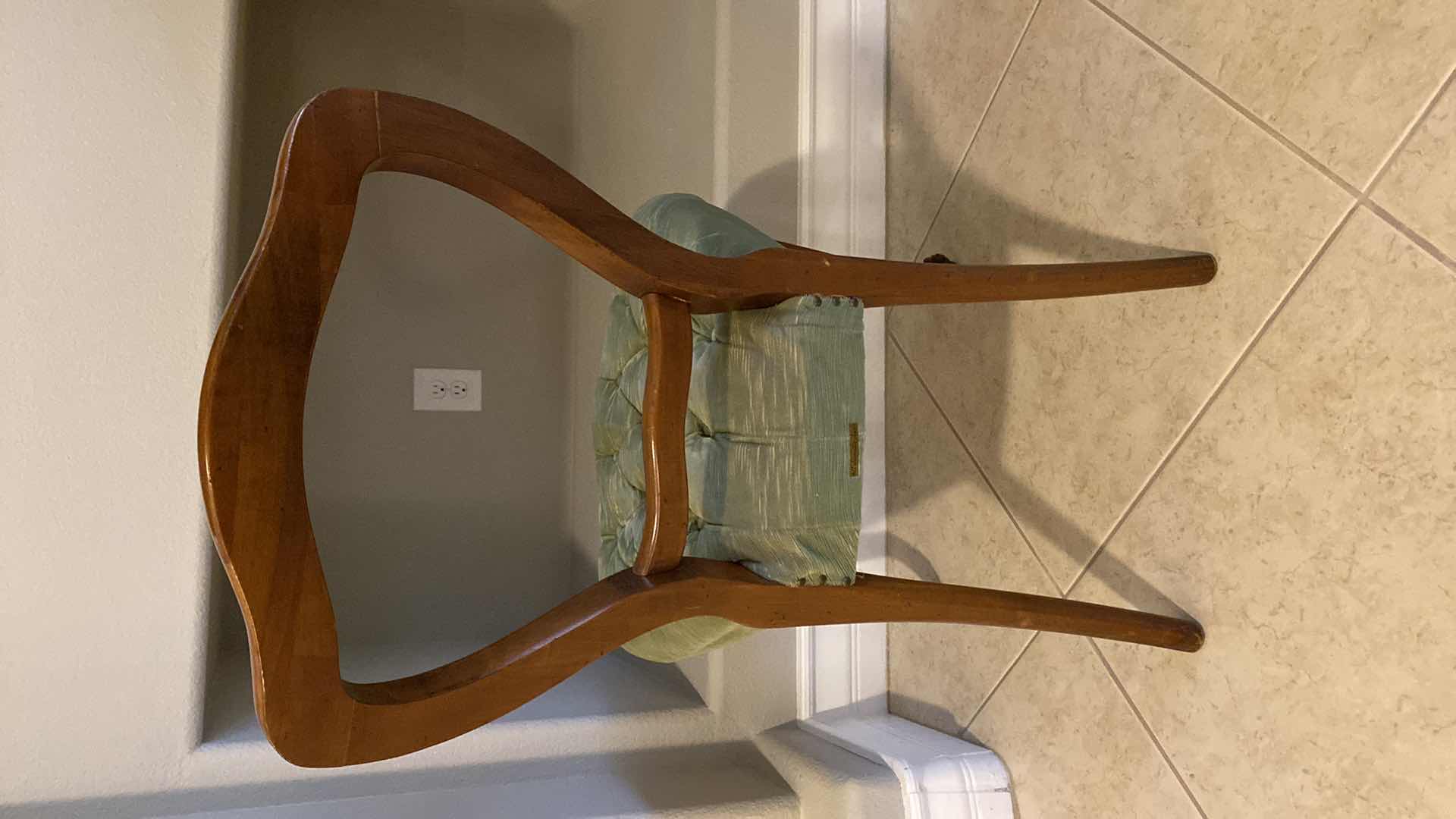 Photo 1 of VANITY CHAIR WITH GREEN UPHOLSTERY