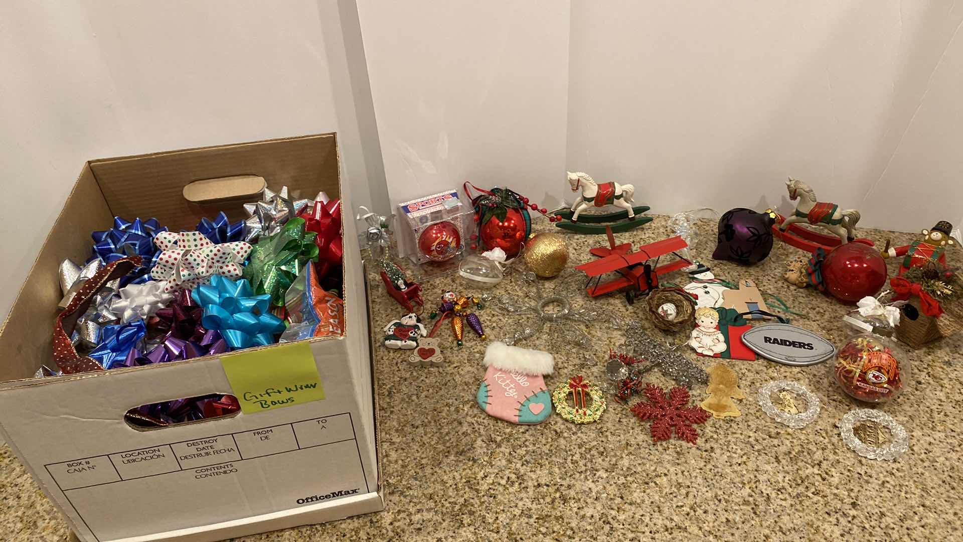 Photo 1 of 2- BOXES CHRISTMAS ORNAMENTS AND BOWS