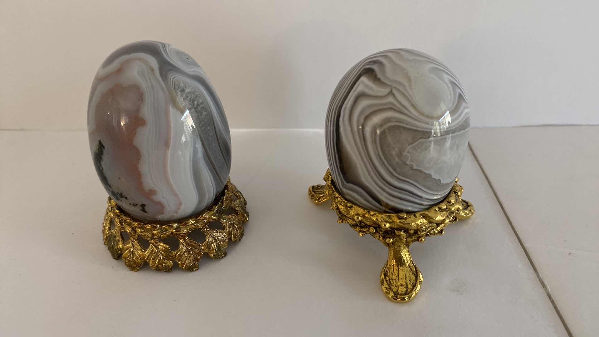 Photo 1 of 4-EGGS, BOTSWANA WITH DENORITES IN STANDS, 1 LIMOGES, 1 CHAMART