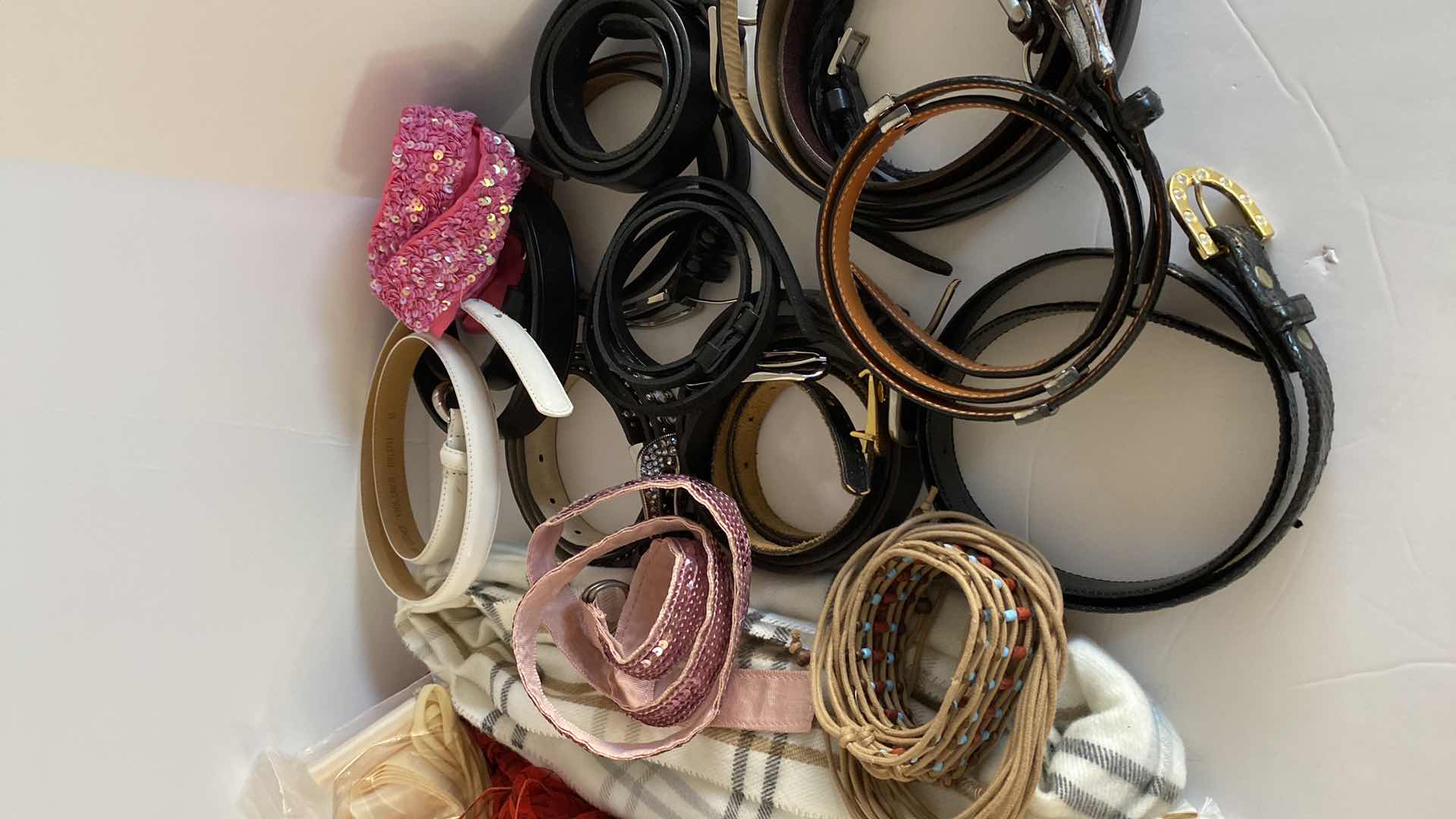 Photo 3 of ASSORTMENT OF SCARFS AND BELTS. BELTS SIZE SMALL AND MEDIUM LADIES