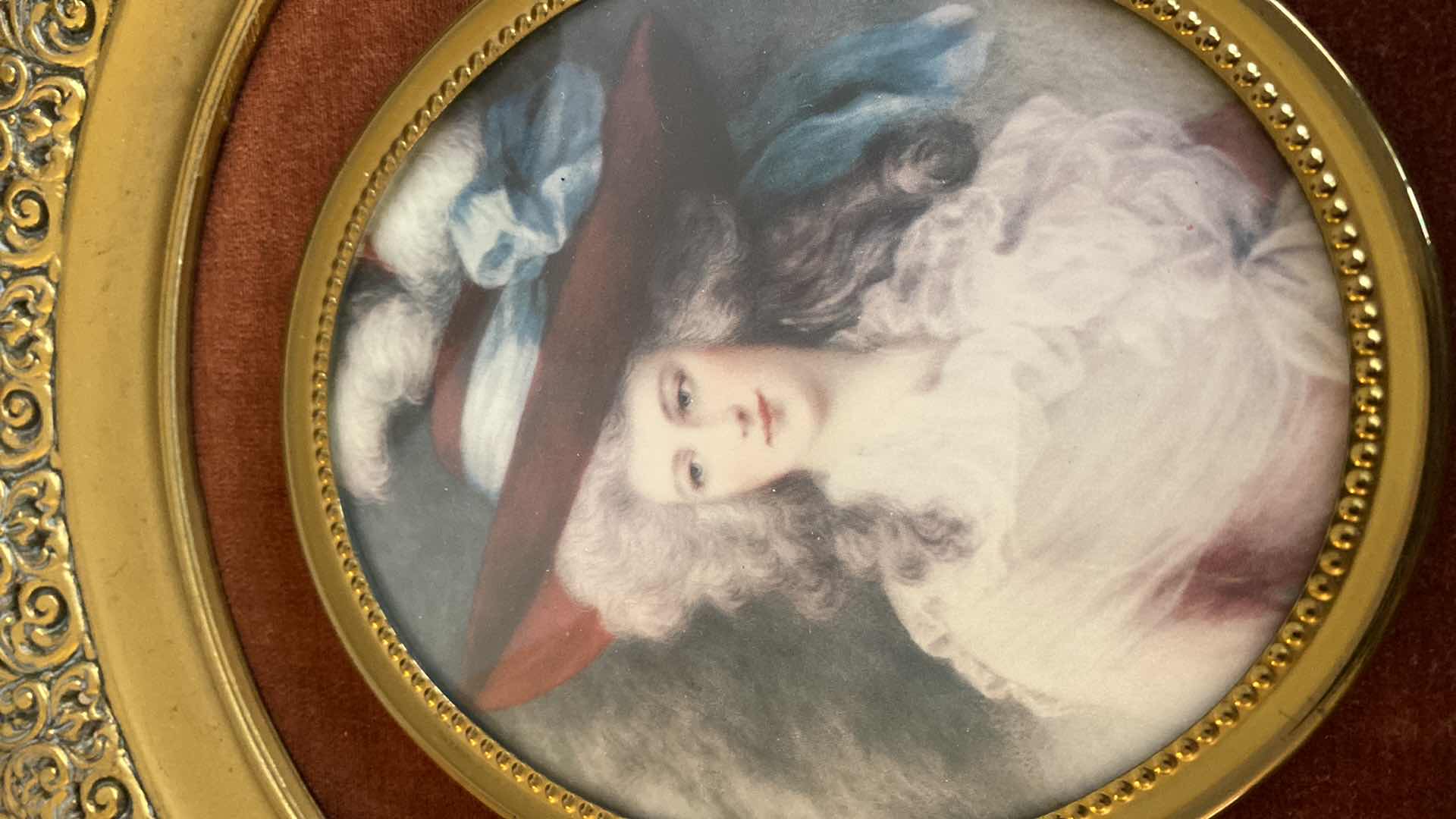 Photo 1 of PAIR OF ANTIQUE RESIN REPOUSSE PLATES BY GAINSBOROUGH  AND MIGNARD 14”