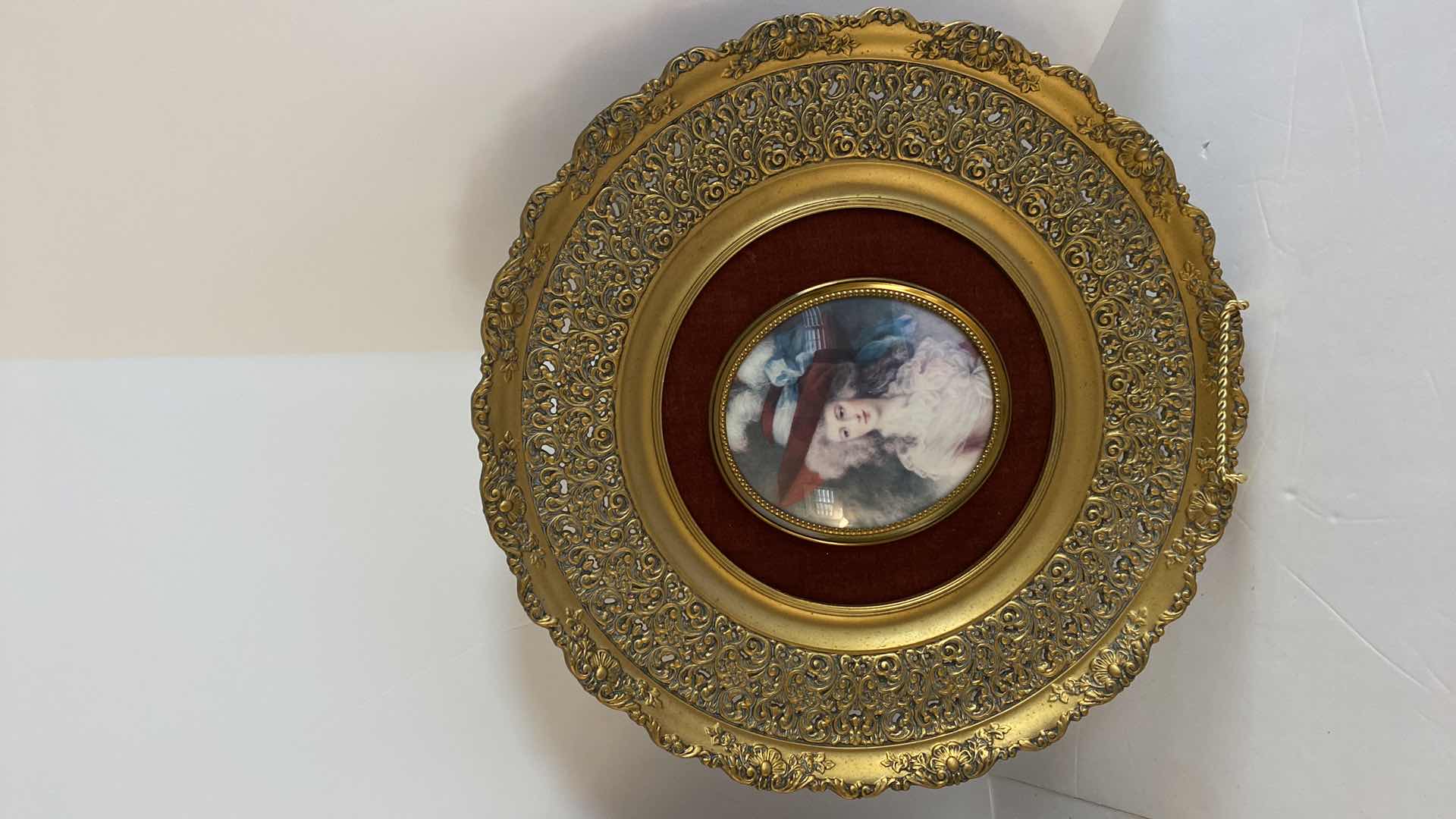 Photo 1 of PAIR OF ANTIQUE RESIN REPOUSSE PLATES BY GAINSBOROUGH  AND MIGNARD 14”