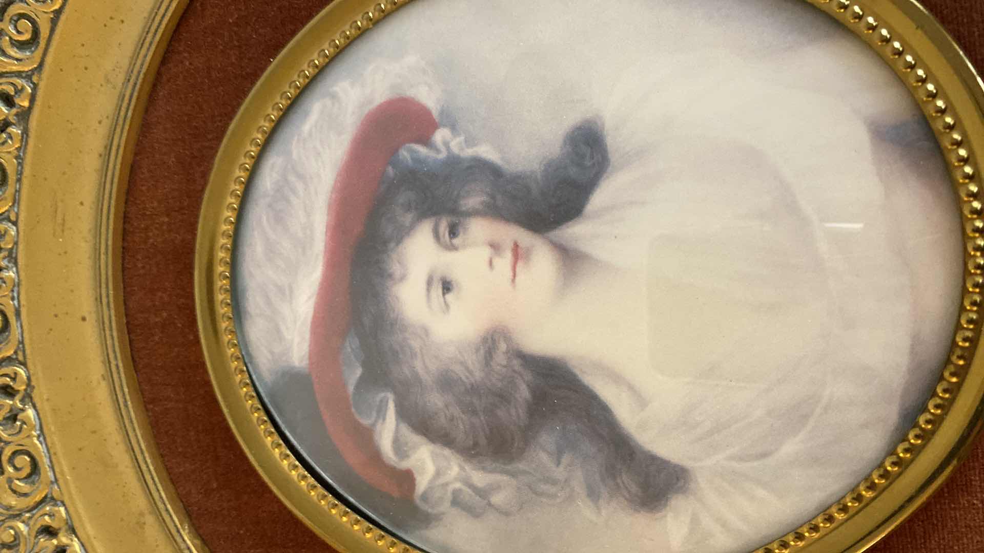 Photo 1 of PAIR OF ANTIQUE RESIN REPOUSSE PLATES BY GAINSBOROUGH  AND MIGNARD 14”