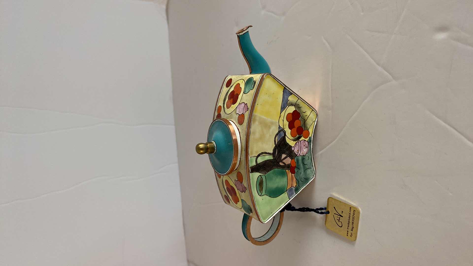 Photo 1 of CHARLOTTE di VITA VINTAGE MINI TEAPOT CLOISONNÉ ENAMELED MINATURE