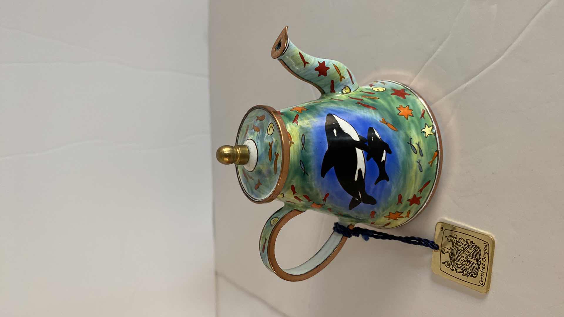 Photo 2 of CHARLOTTE di VITA VINTAGE MINI TEAPOT CLOISONNÉ ENAMELED MINATURE NO BOX