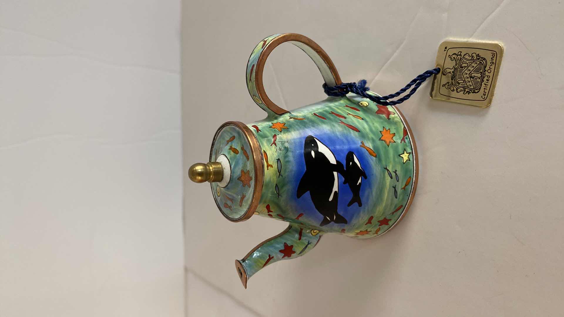 Photo 5 of CHARLOTTE di VITA VINTAGE MINI TEAPOT CLOISONNÉ ENAMELED MINATURE NO BOX