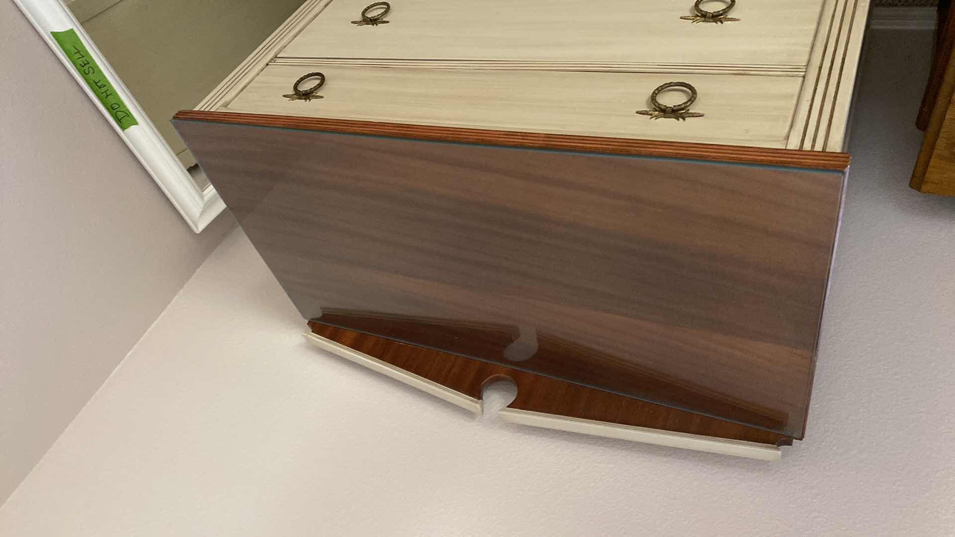 Photo 1 of VINTAGE 4 DRAWER CHEST WITH GLASS TOP 34" X 19" H48"