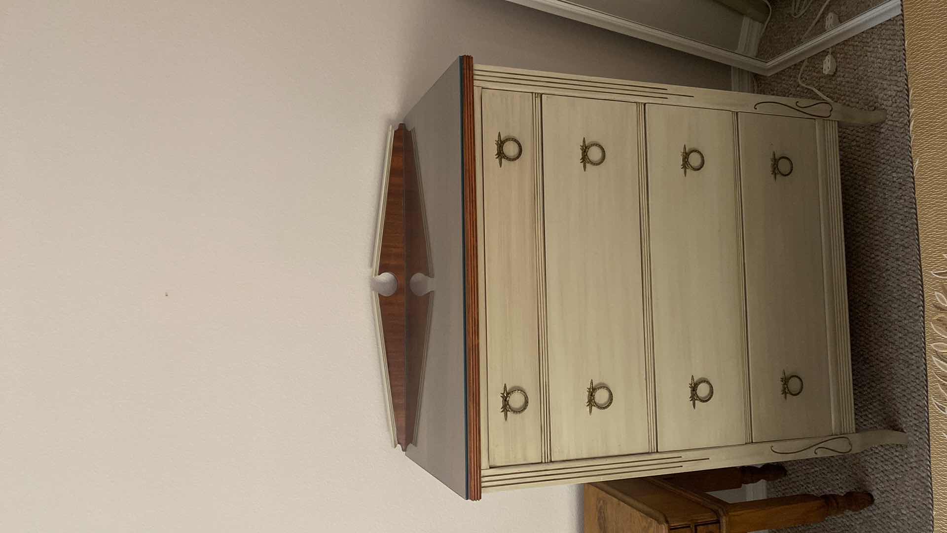 Photo 1 of VINTAGE 4 DRAWER CHEST WITH GLASS TOP 34" X 19" H48"