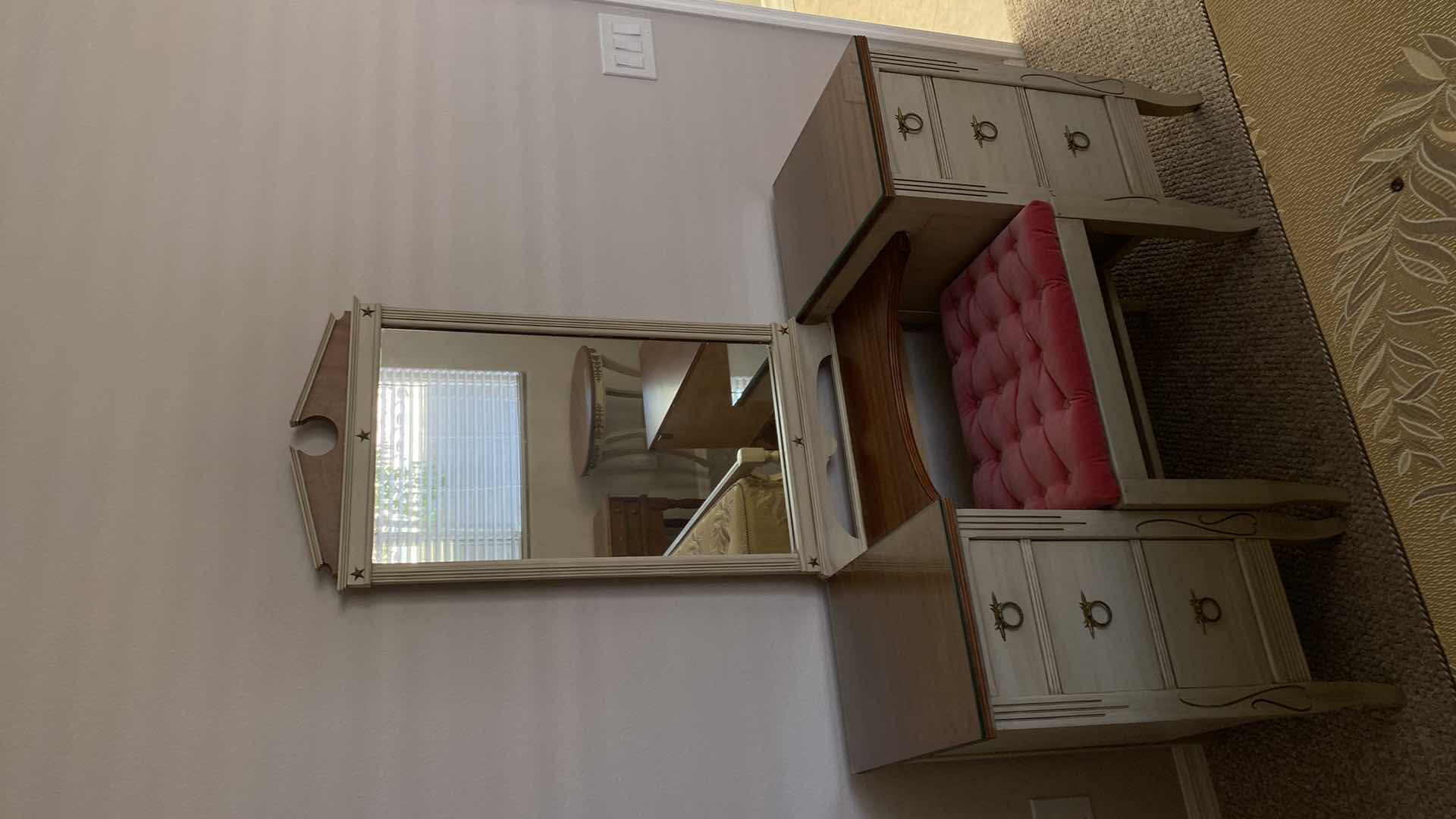 Photo 1 of VINTAGE VANITY WITH BENCH AND MIRROR 48” X 18.5” H30