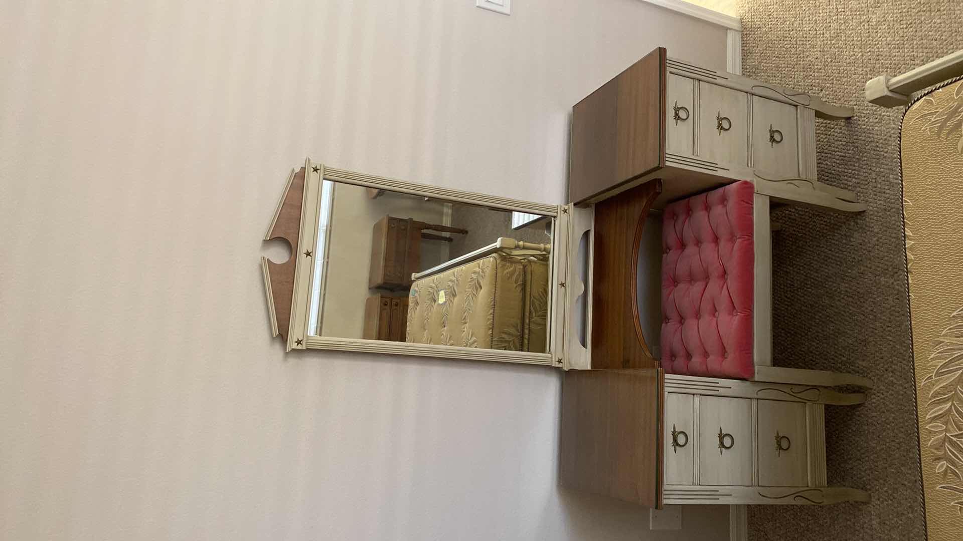 Photo 1 of VINTAGE VANITY WITH BENCH AND MIRROR 48” X 18.5” H30