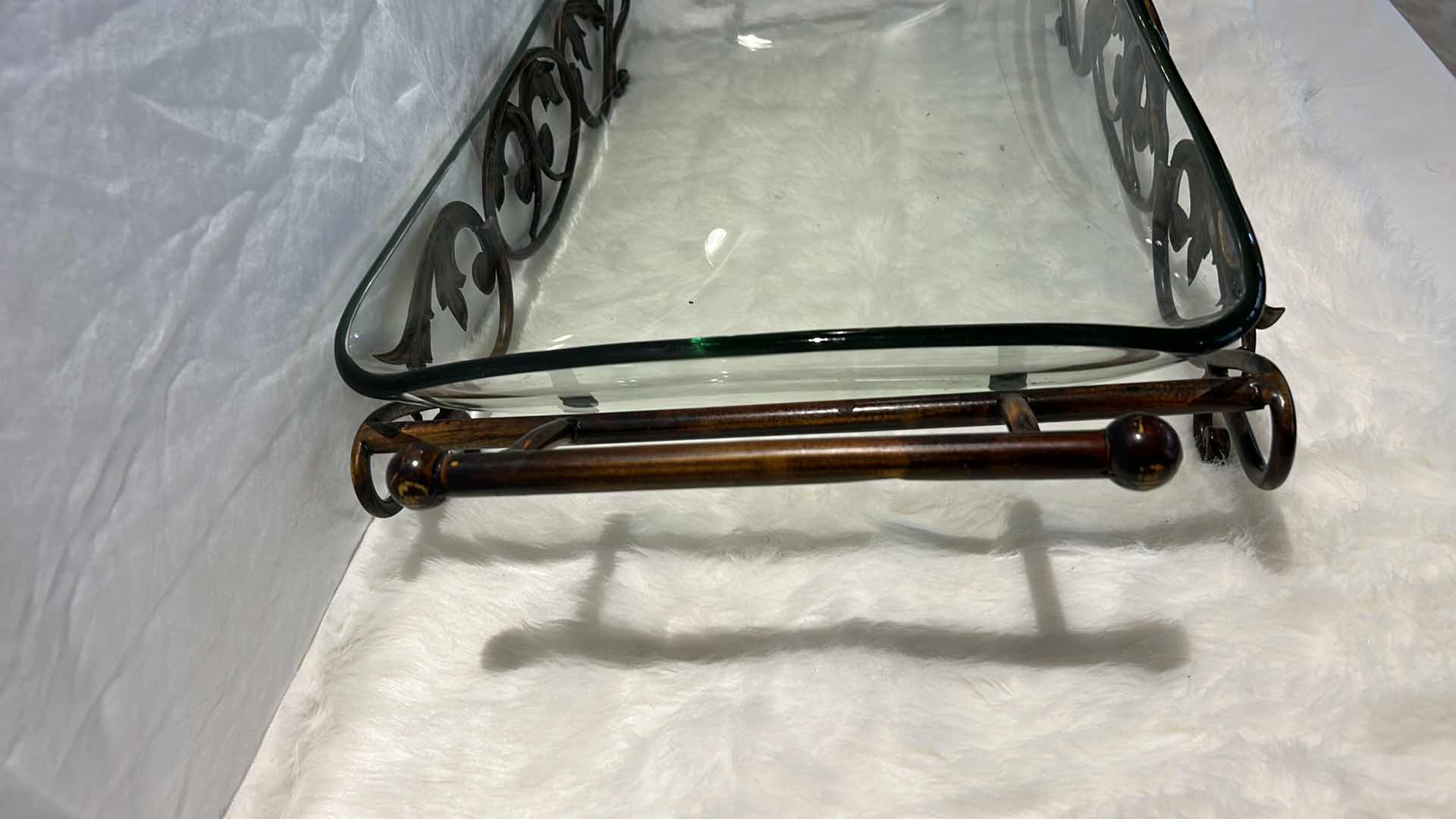 Photo 1 of GLASS AND METAL SERVING TRAY 27” x 14” x H5”