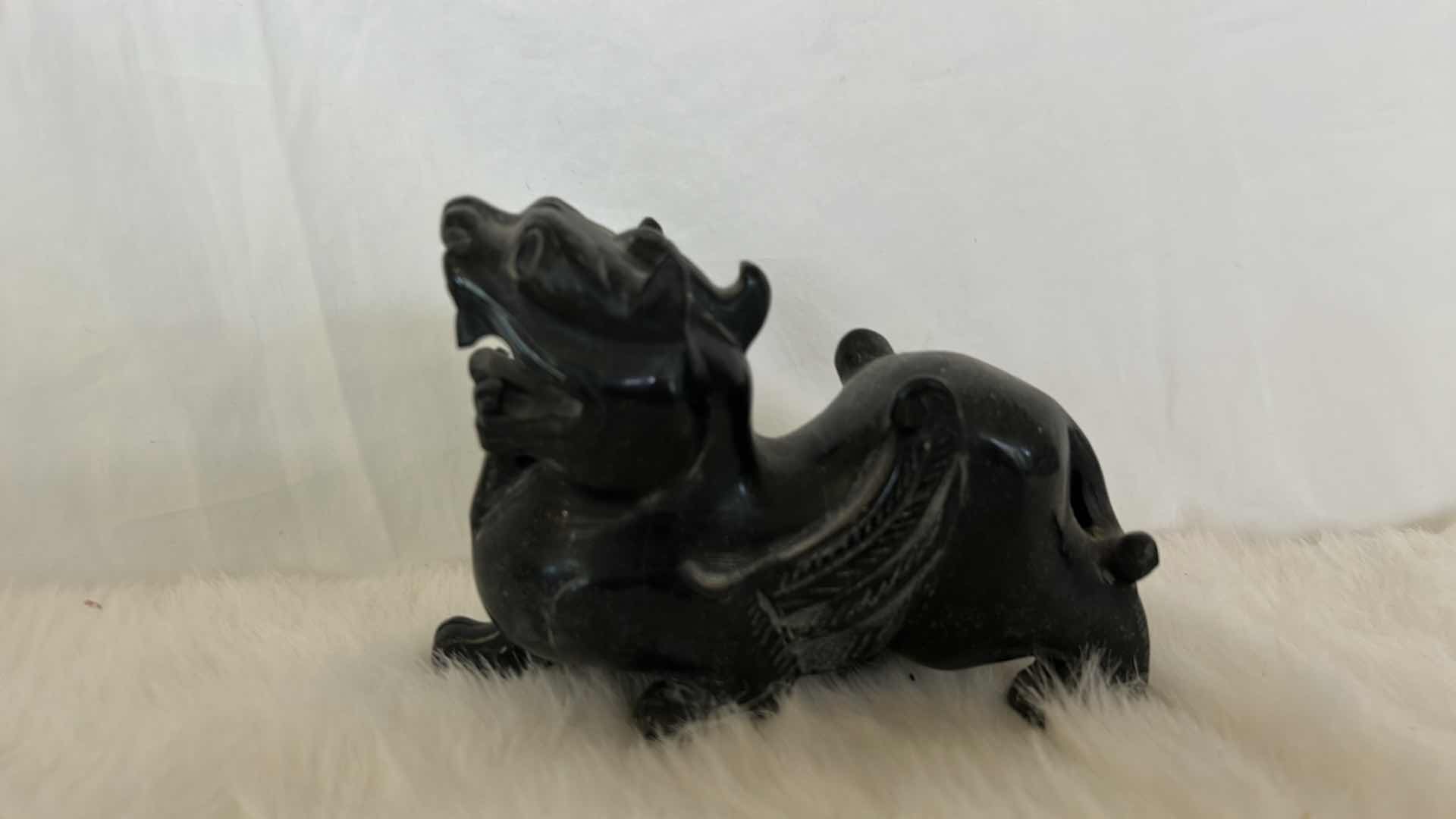 Photo 1 of PORCELAIN BUDDHA AND FOO DOG BOTH STAMPED TALLEST H11”