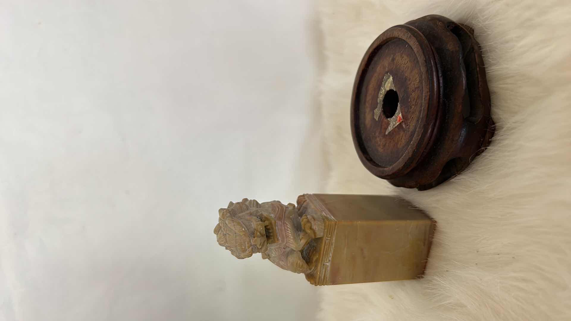 Photo 5 of 4 PC - ASIAN DECOR - VINTAGE DIORAMA 9.5", FOO DOG STATUE AND MORE