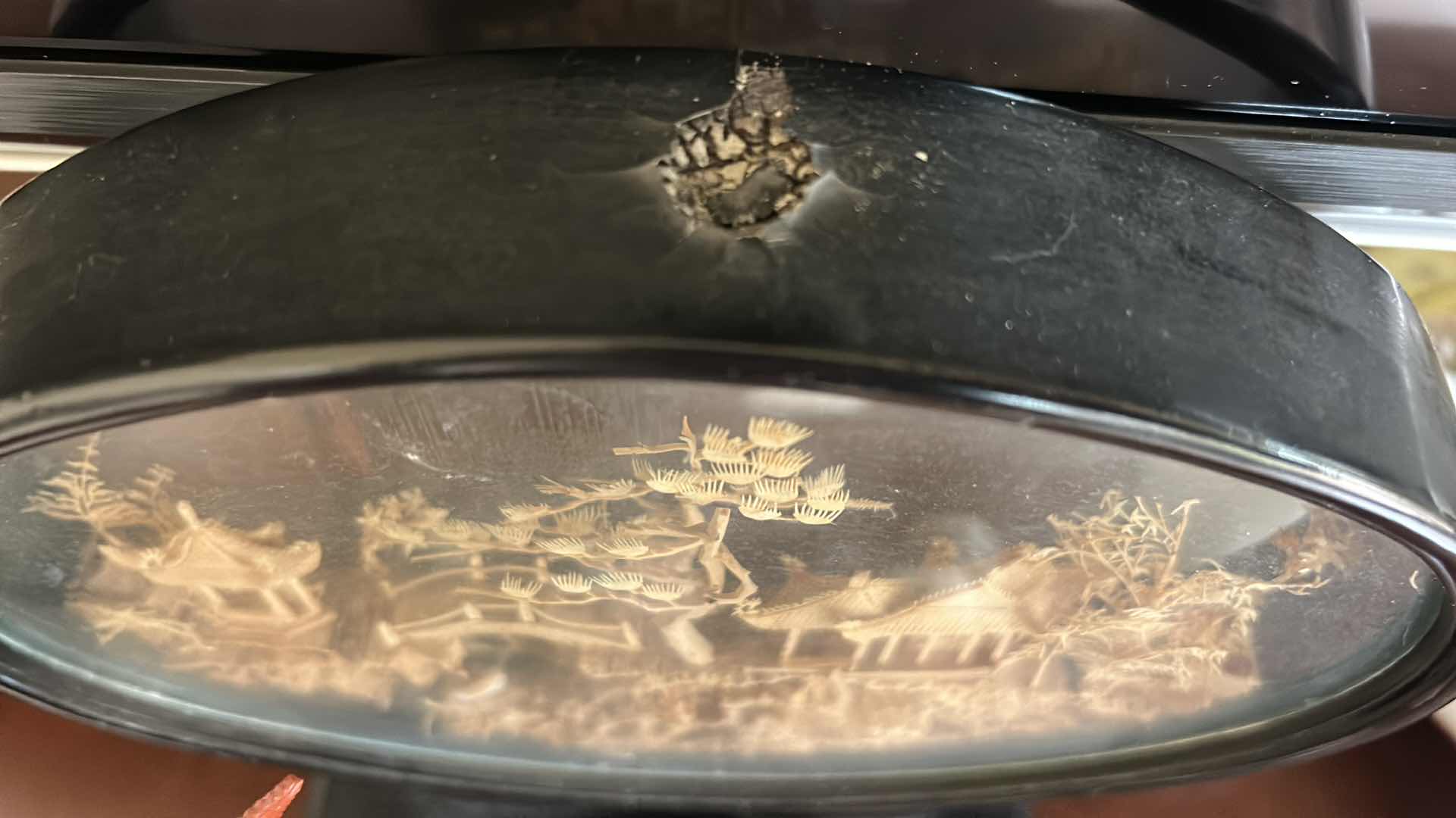 Photo 10 of 4 PC - ASIAN DECOR - VINTAGE DIORAMA 9.5", FOO DOG STATUE AND MORE