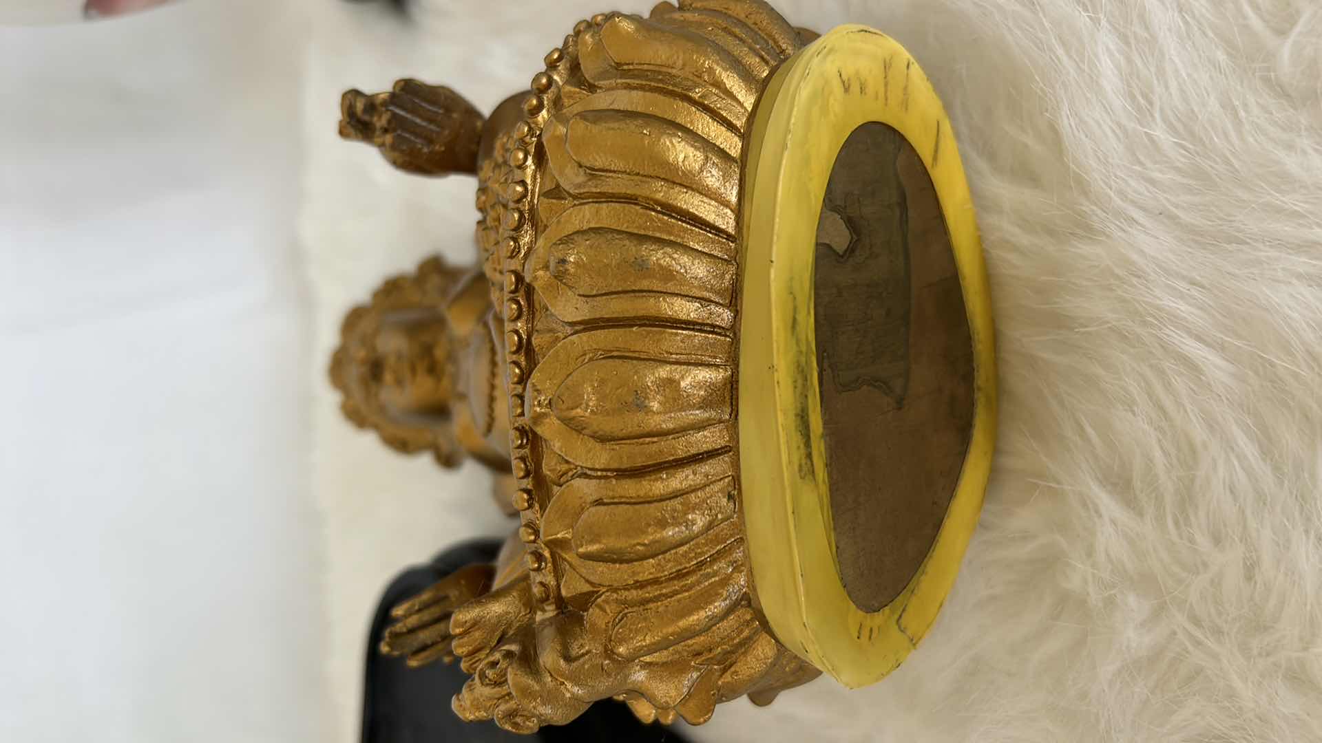 Photo 6 of 3 PC ASIAN DECOR GOLDEN STATUE, FOO DOG AND PORCELAIN GINGER JAR (TALLEST 9.5”)