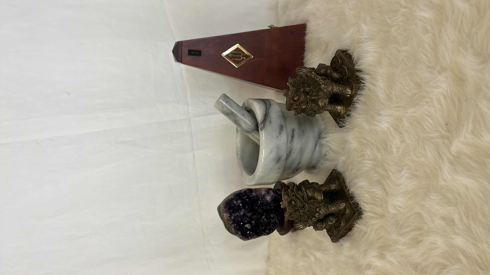 Photo 1 of ASIAN DECOR AND MORE -  MARBLE MORTAR AND PESTLE 5" X 5.5", FOO DOGS AND MORE