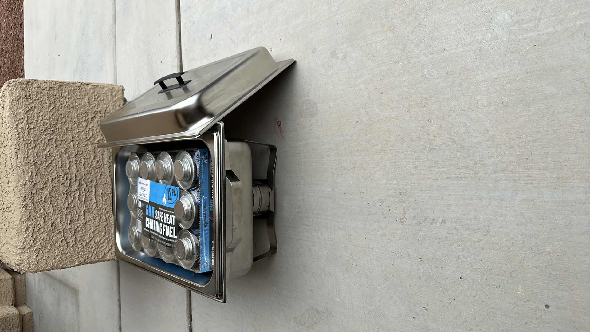 Photo 1 of WARMING PAN AND CASE OF CHAFING FUEL