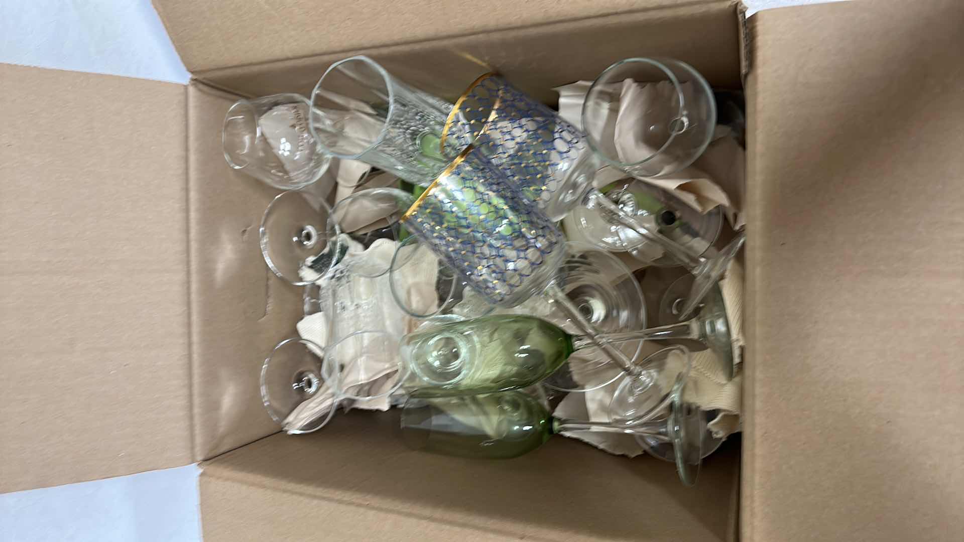 Photo 1 of BOX OF ASSORTED GLASSES