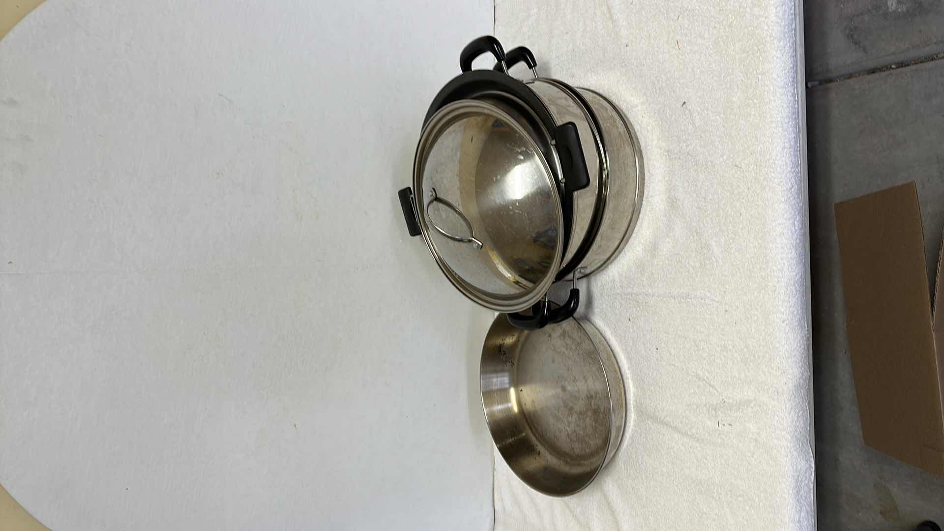 Photo 3 of BOX OF ASSORTED LARGE POTS AND PANS