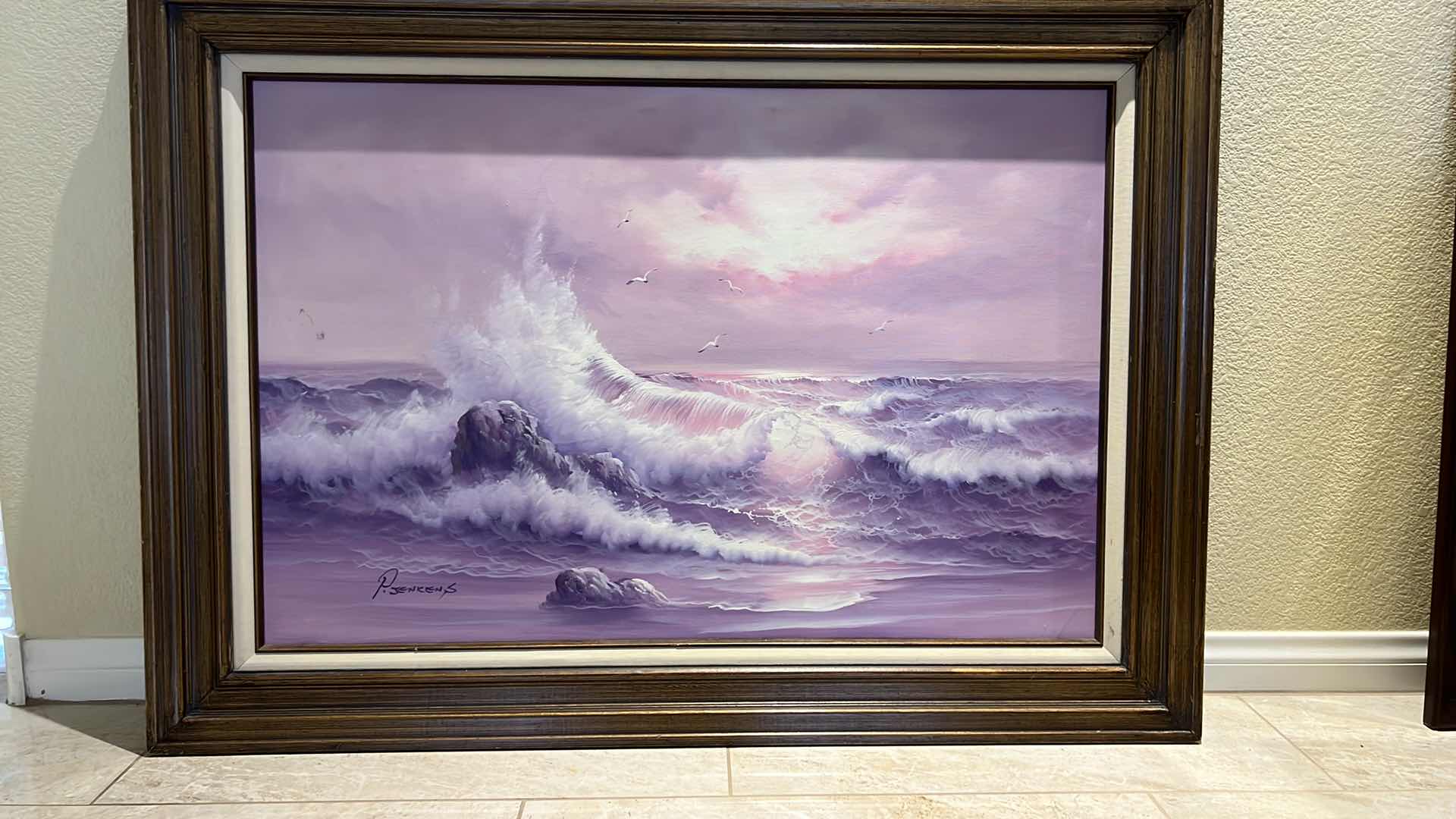 Photo 1 of VINTAGE FRAMED “OCEAN” CANVAS OIL PAINTING 44” x 32”