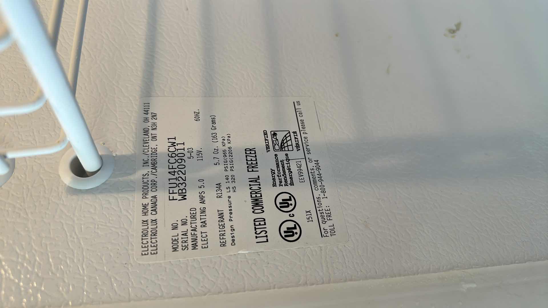 Photo 1 of WHITE FRIGIDAIRE FREEZER 5 ’ X 28”