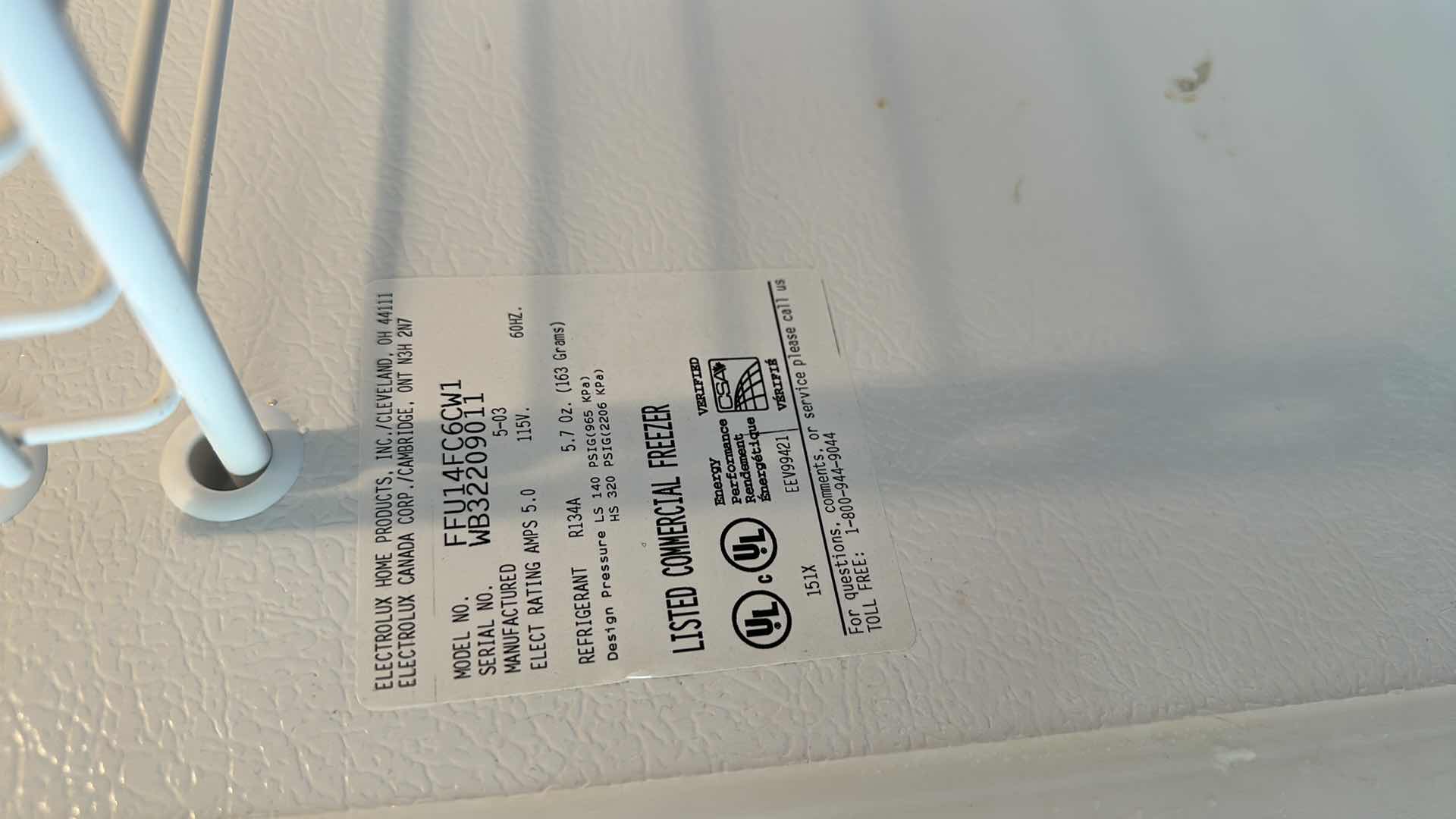 Photo 1 of WHITE FRIGIDAIRE FREEZER 5 ’ X 28”