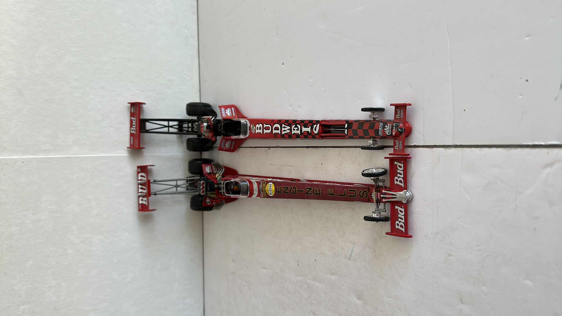 Photo 1 of TWO BUDWEISER DRAGSTER MODELS 16”