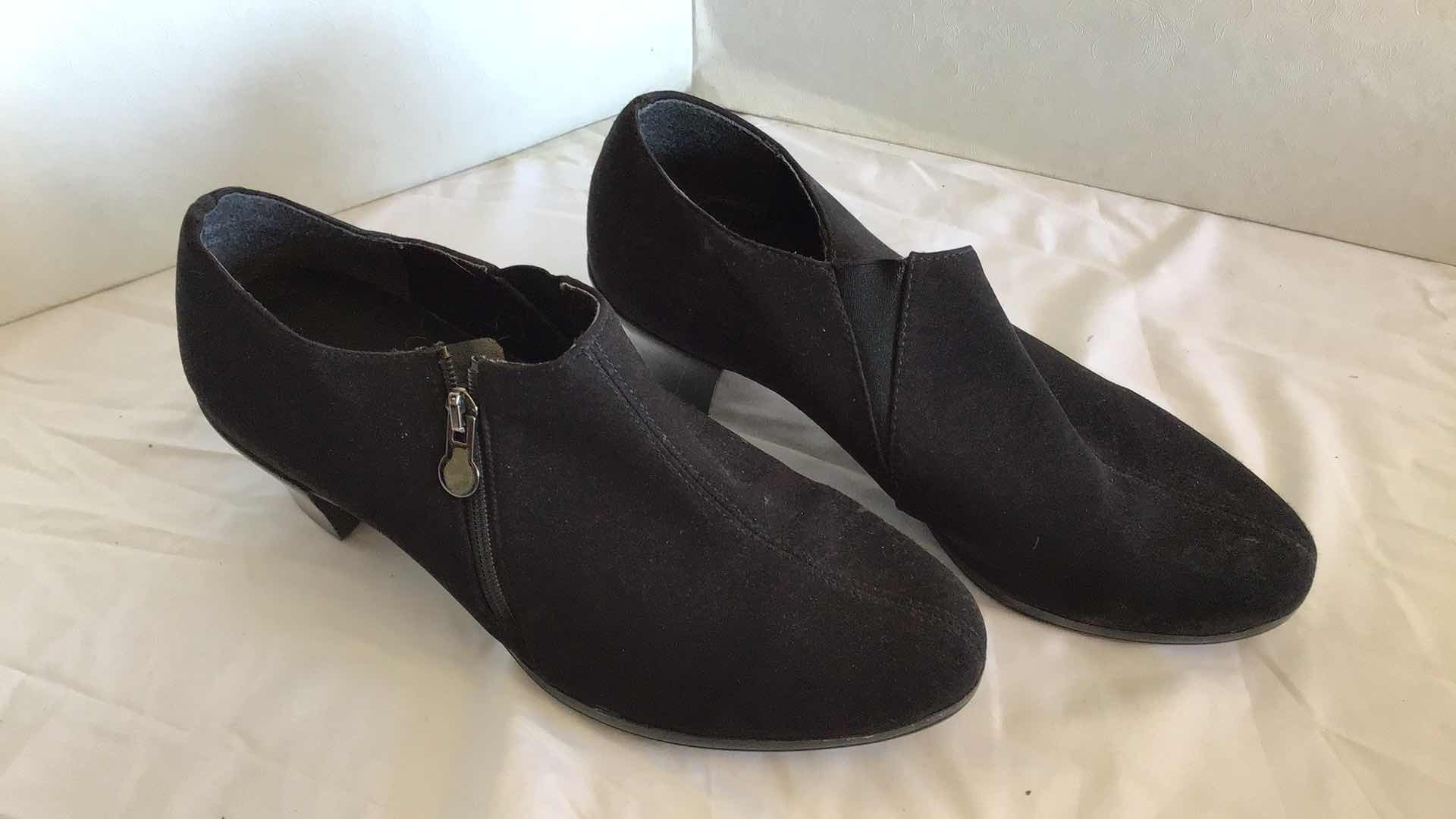 Photo 1 of MUNRO AMERICAN WOMENS SHOES WITNEY BLACK SUEDE  SIZE 8 1/2 & LEXI TAUPE SUEDE BOOTS SIZE 9