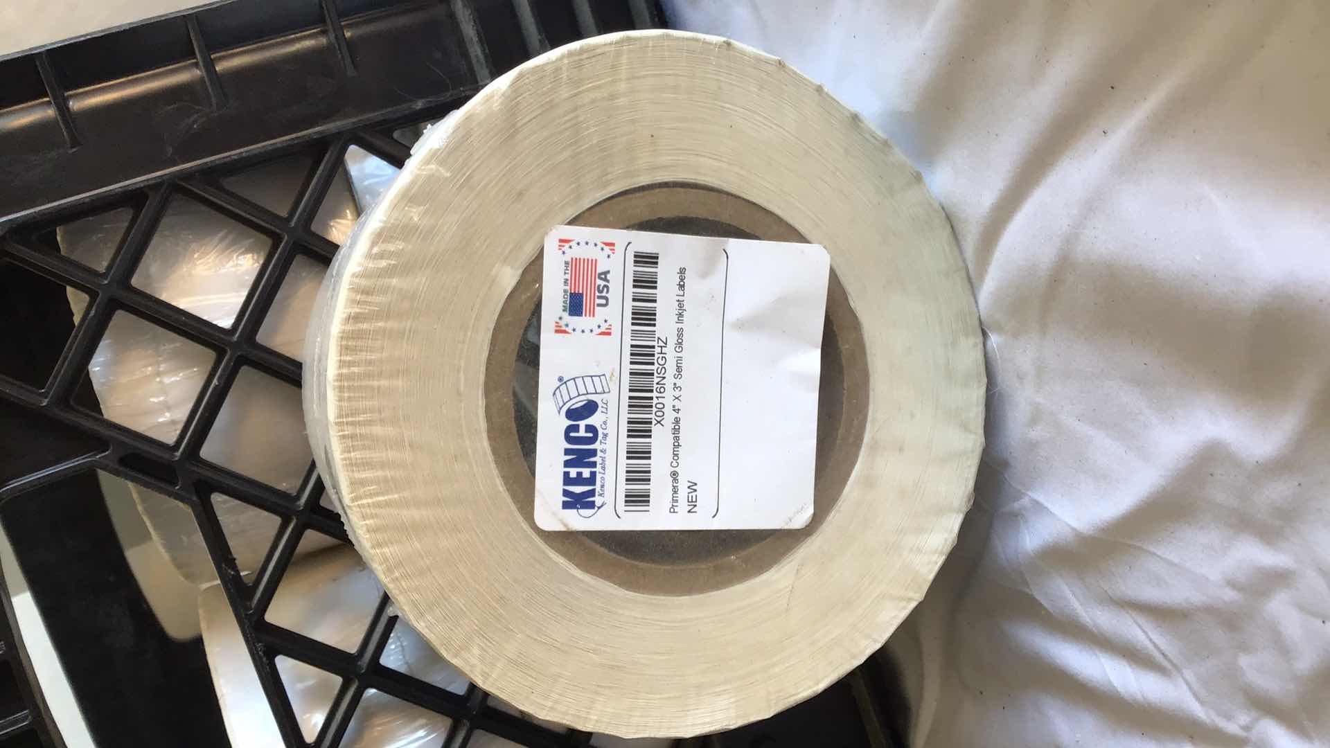 Photo 1 of 6 ROLLS OF KENCO PRIMERA COMPATIBLE 4” X 3” SEMIGLOSS INKJET LABELS W BASKET