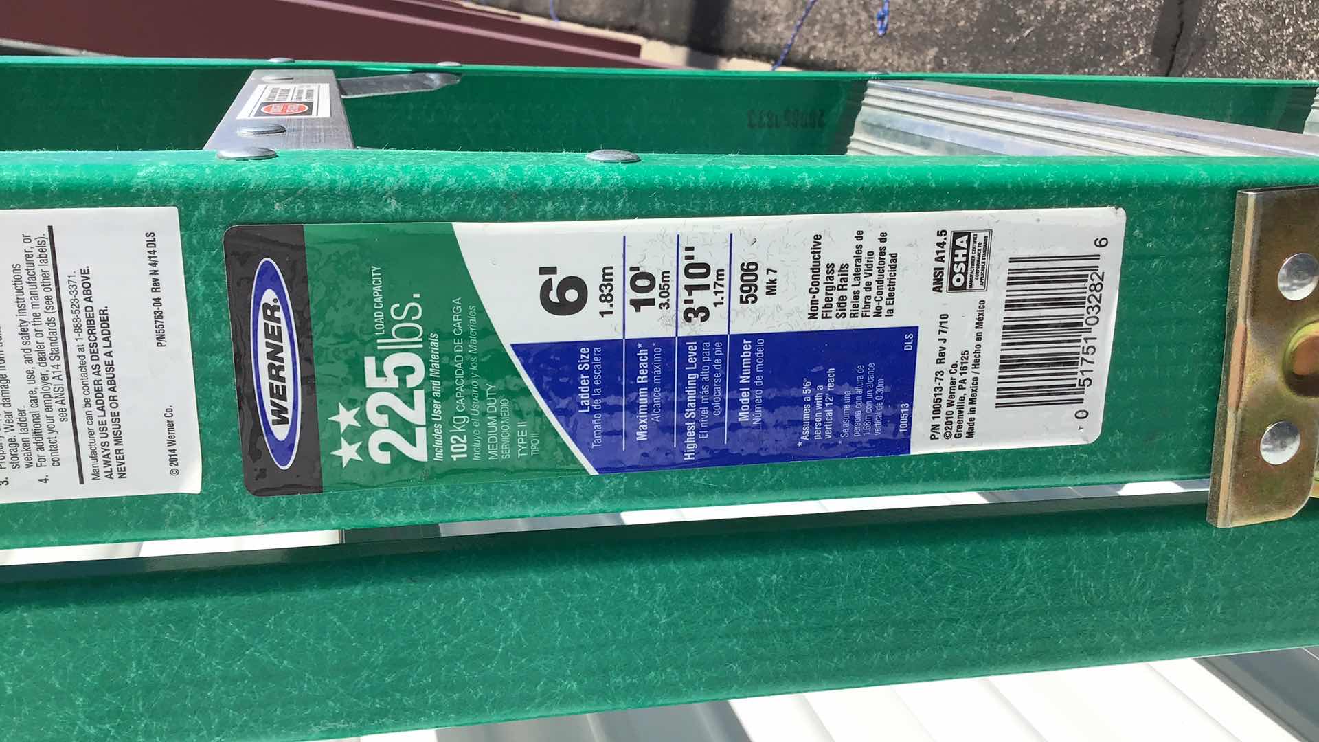 Photo 2 of WERNER 6’ FIBERGLASS LADDER