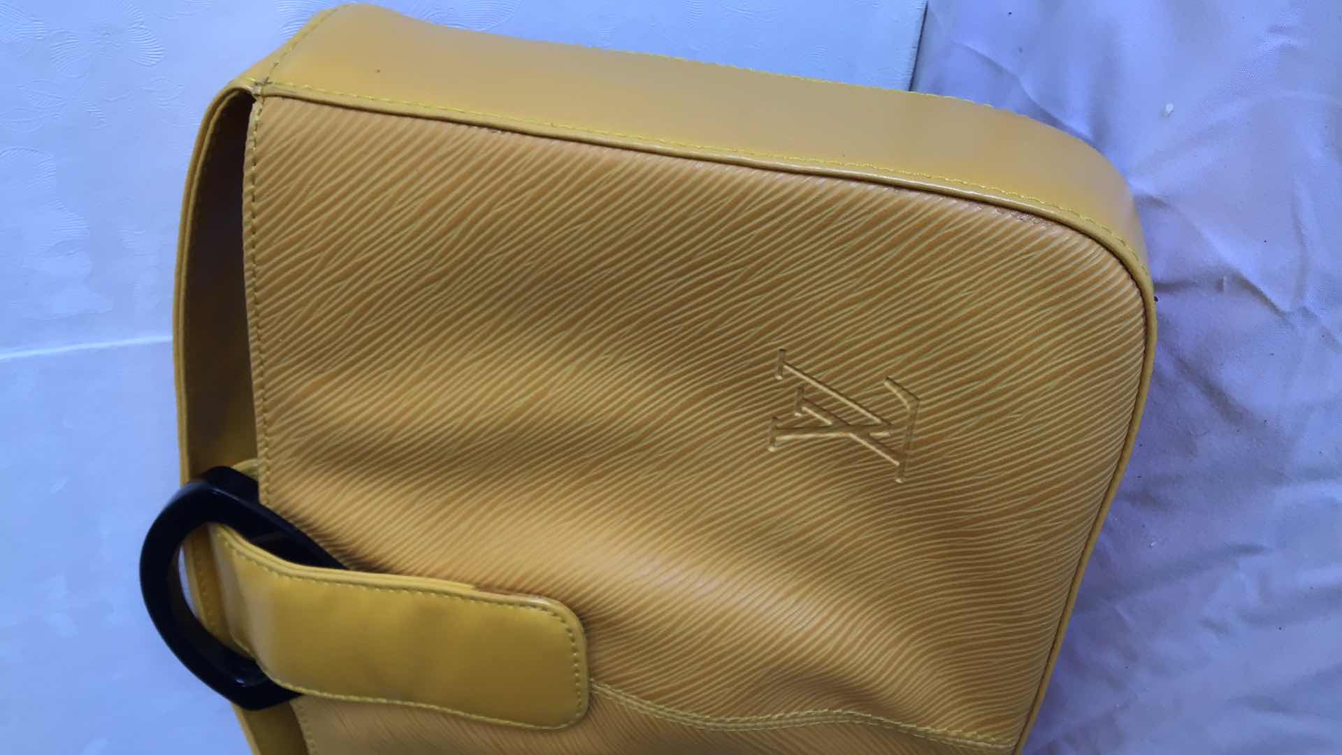 Photo 1 of FAUX LOUIS VUITTON LABEL TASSIRI YELLOW LEATHER HANDBAG-(NOT AUTHENTIC)
