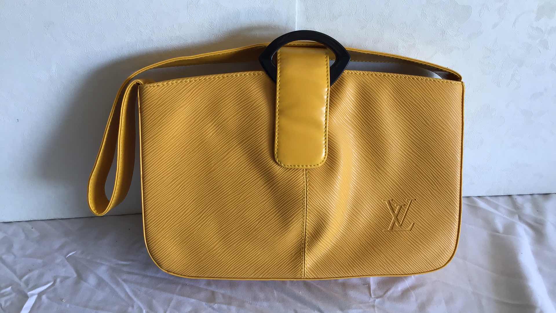 Photo 1 of FAUX LOUIS VUITTON LABEL TASSIRI YELLOW LEATHER HANDBAG-(NOT AUTHENTIC)