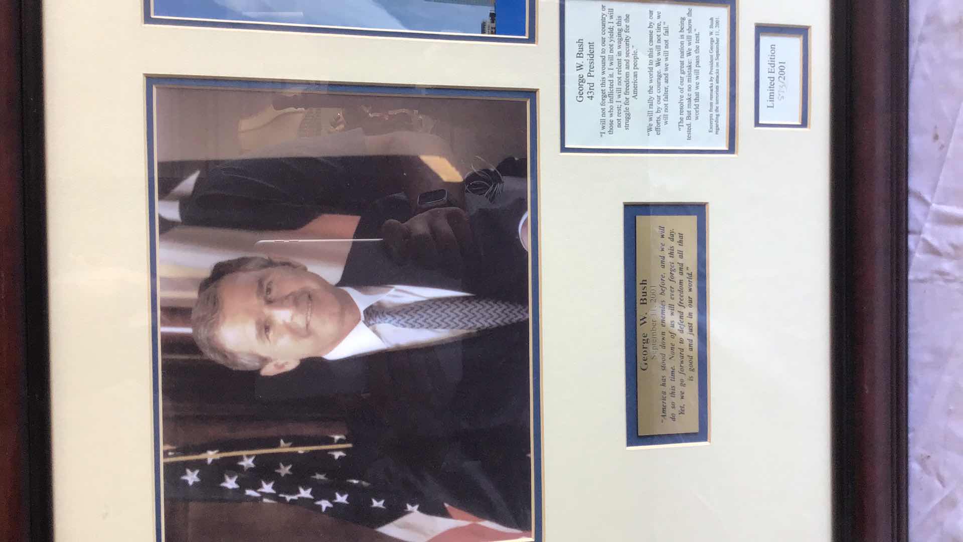 Photo 1 of GEORGE W BUSH WORLD TRADE CENTER LIMITED EDITION FRAMED PRINT 573/2001 30” X 22”