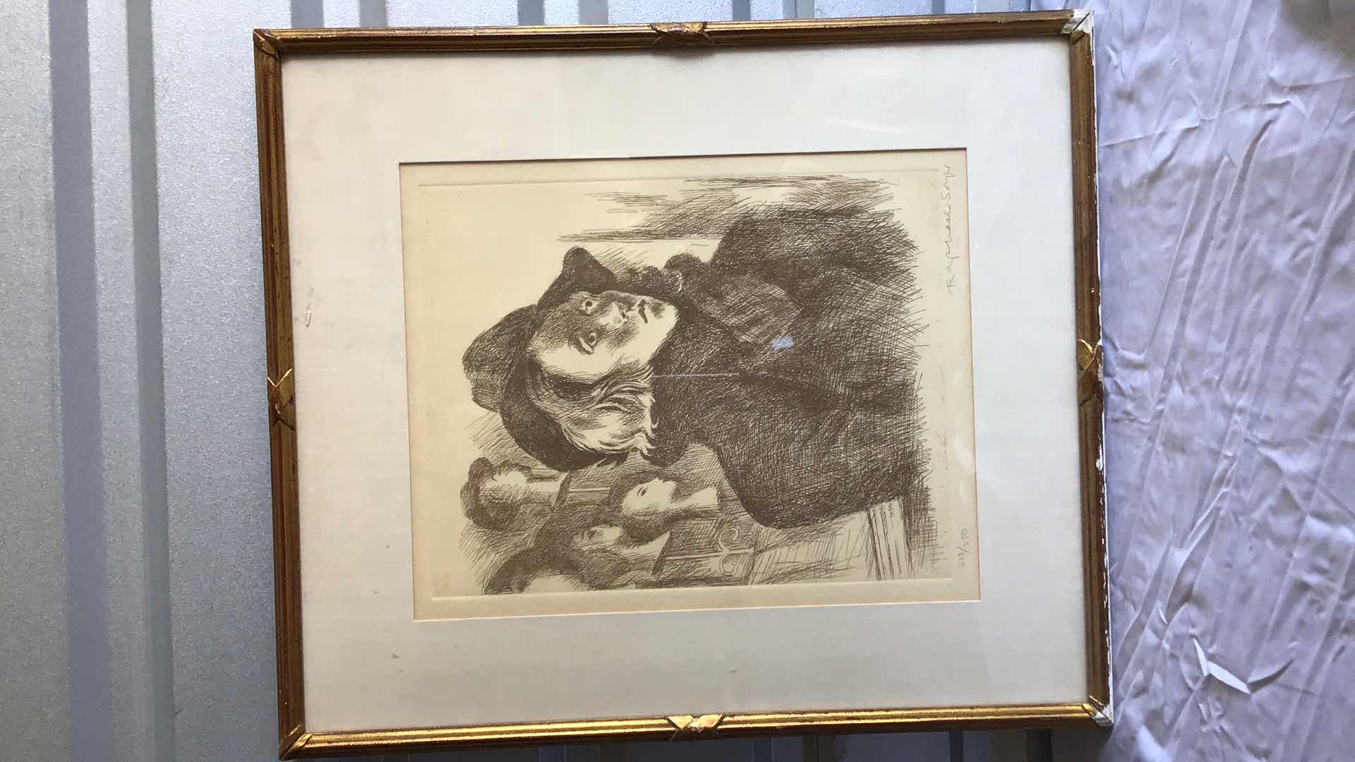 Photo 1 of AUTHENTIC RAPHAEL SOYER PASSERBY AQUATINT FRAMED 22” X 19”