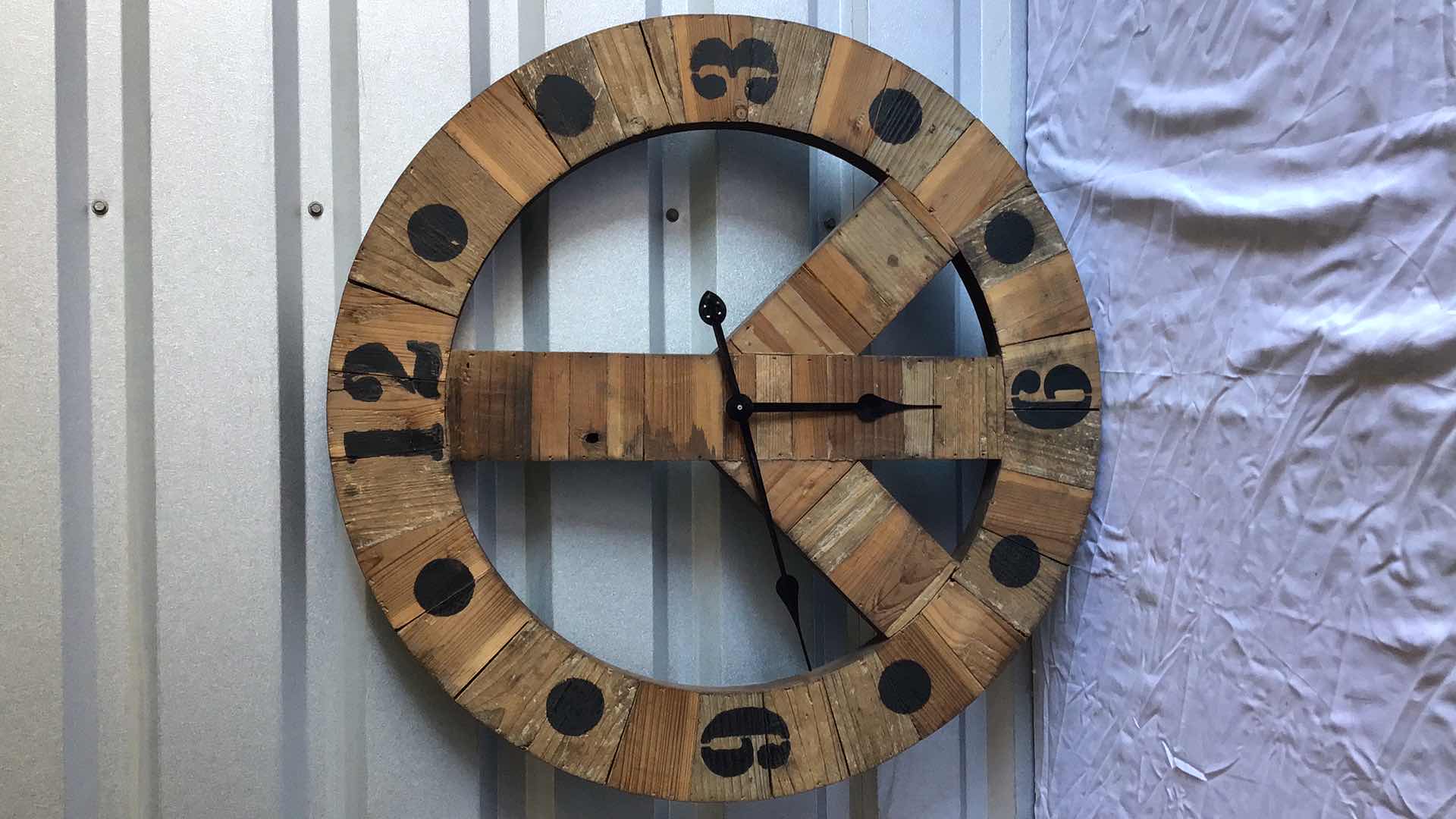 Photo 1 of WOODEN PEACE SIGN WALL CLOCK 26” DIAMETER