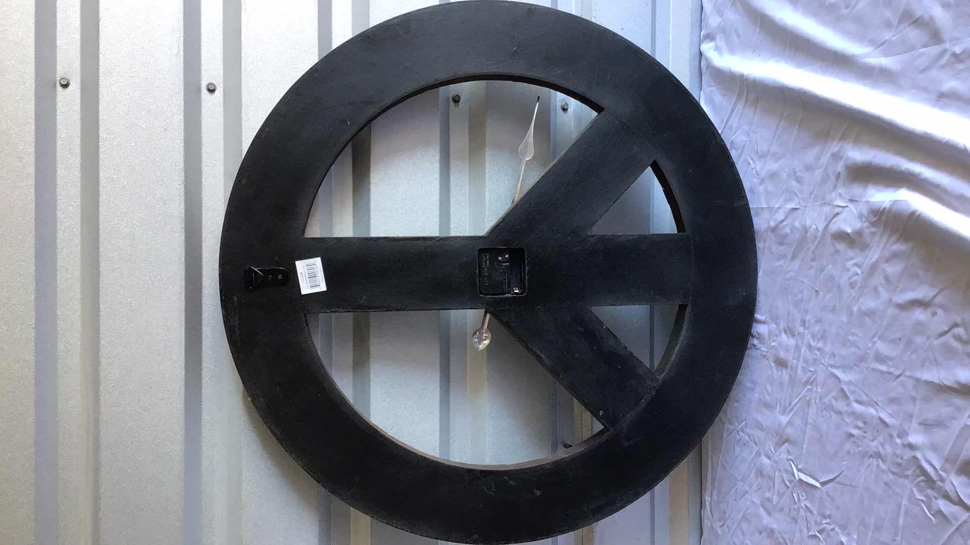 Photo 1 of WOODEN PEACE SIGN WALL CLOCK 26” DIAMETER