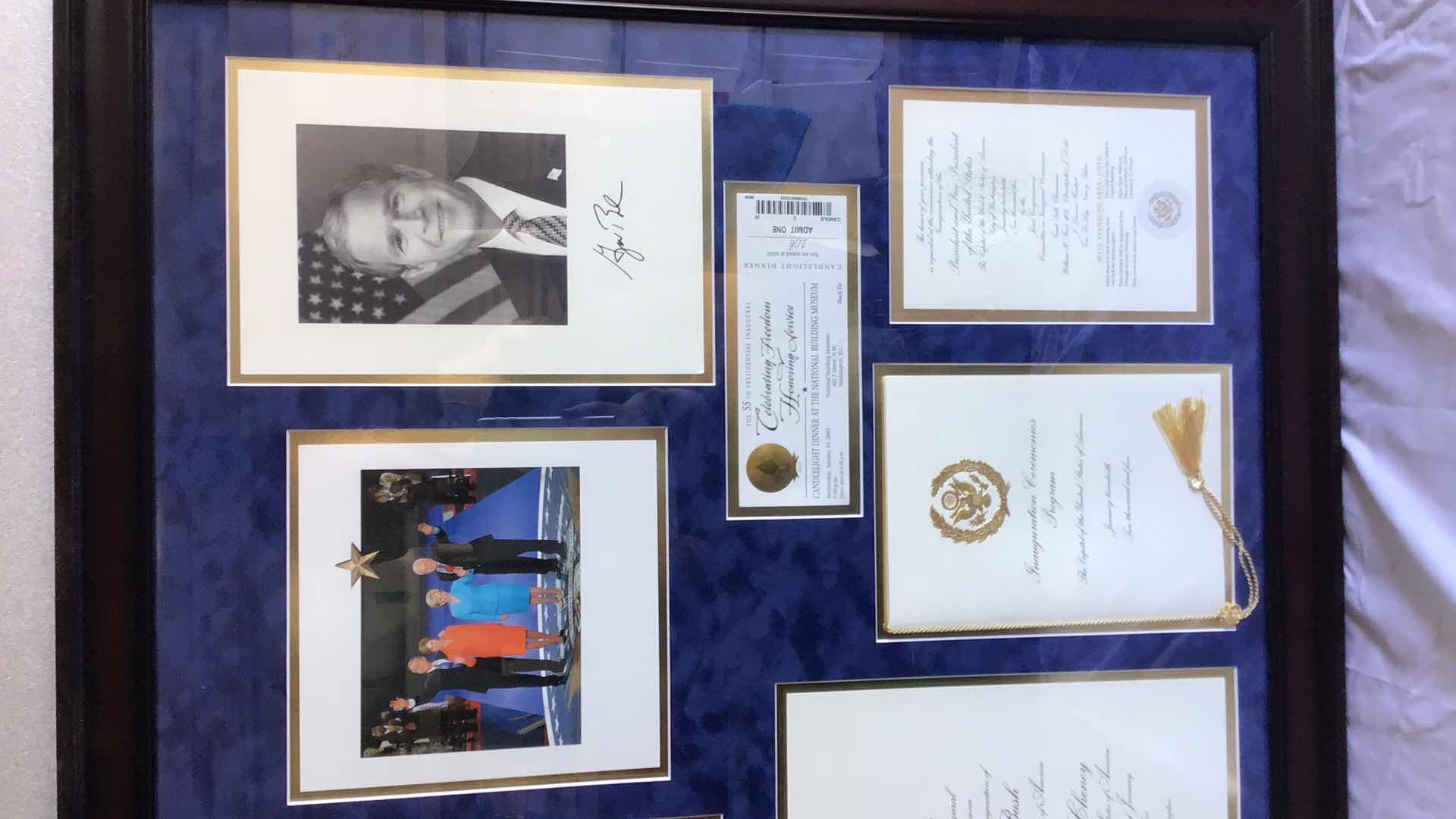 Photo 1 of GEORGE BUSH & DICK CHEYNEY INAUGURATION INVITATION, TICKETS, PICTURES FRAMED 37” X 29”