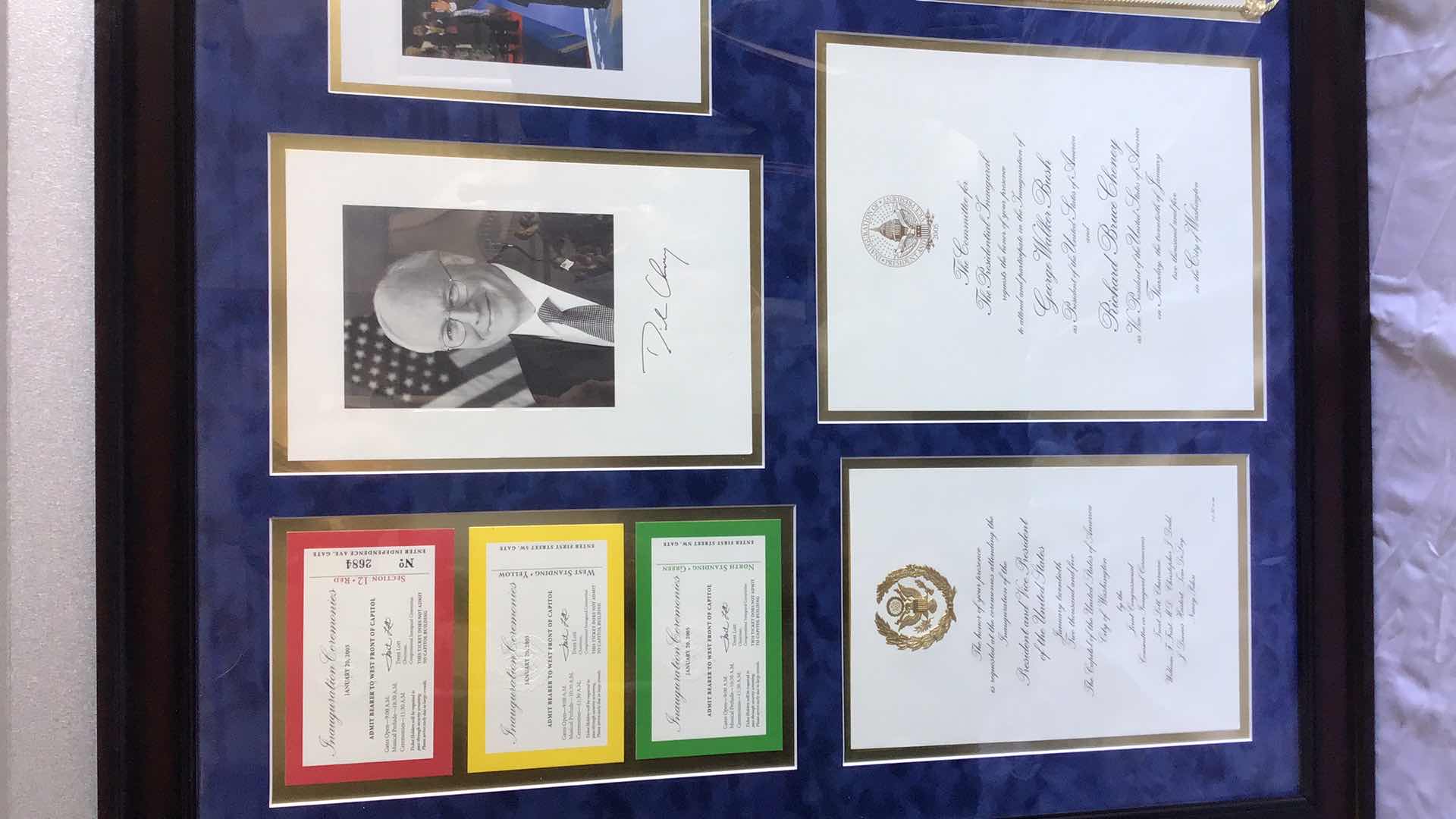 Photo 1 of GEORGE BUSH & DICK CHEYNEY INAUGURATION INVITATION, TICKETS, PICTURES FRAMED 37” X 29”