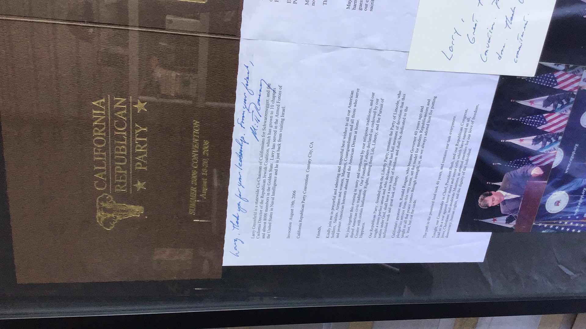 Photo 1 of CALIFORNIA REPUBLICAN PARTY SUMMER 2006 CONVENTION + LETTER FROM MITT ROMNEY 30” X 23”