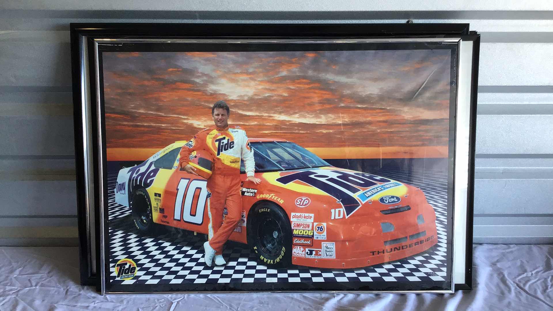 Photo 1 of MOPAR WALL CLOCK & 5 NHRA/NASCAR FRAMED POSTERS 31” X 21”