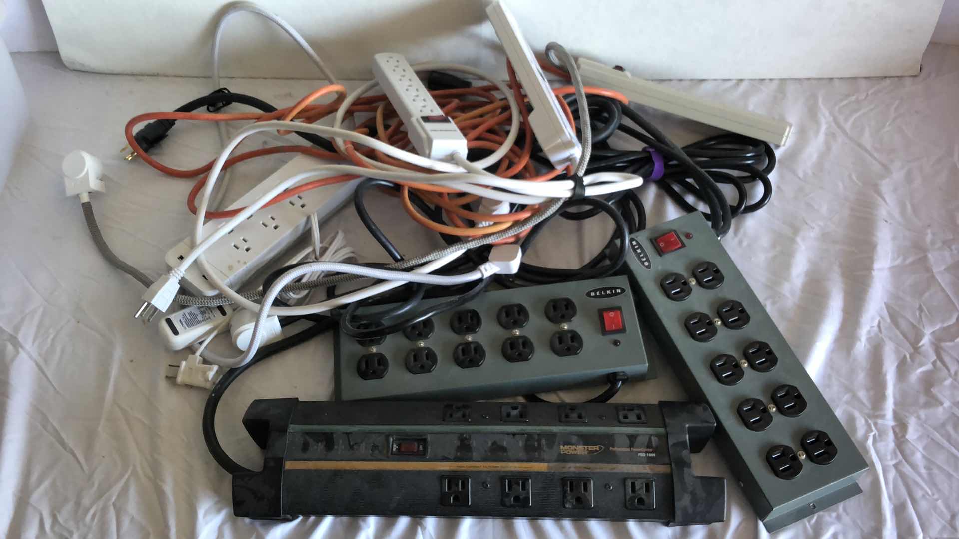 Photo 1 of BOX OF ASSORTED WORKING EXTENSION CABLES AND POWER JACKS