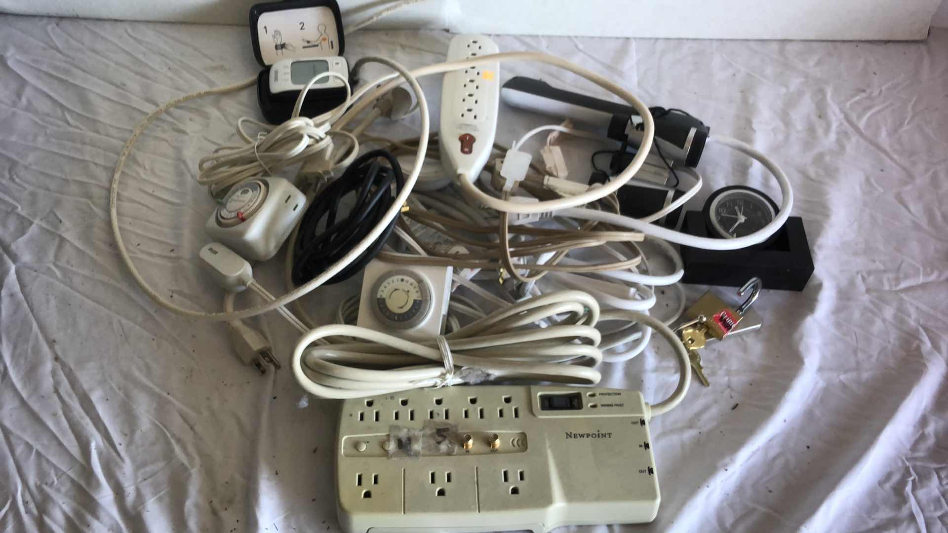 Photo 1 of BOX OF ASSORTED WORKING EXTENSION CABLES AND POWER JACKS