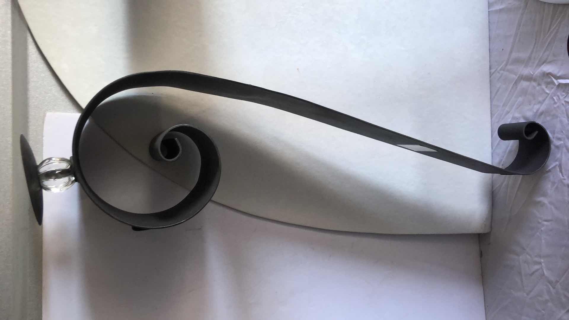 Photo 3 of 2-BLACK METAL HANGING WALL CANDLE SCONCES, GOLD HOME DECOR, 2-COPPER TALL VASES, & ADJUSTABLE HEIGHT BAR STOOL