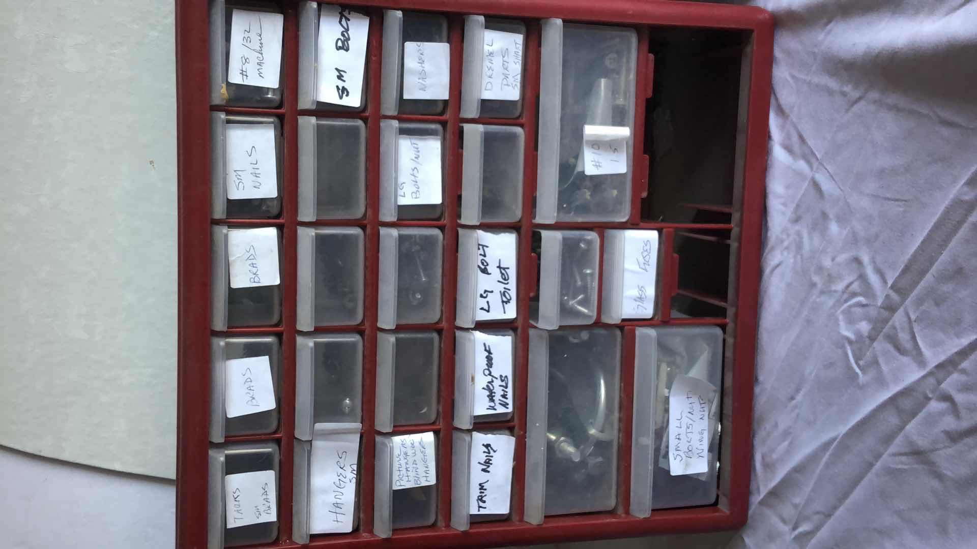 Photo 1 of SORENSEN MAGNITION IGNITION TESTER, LARGE ASSORTMENT OF SCREWS, NUTS, BOLTS, BUNDLE OF STEEL CABLE